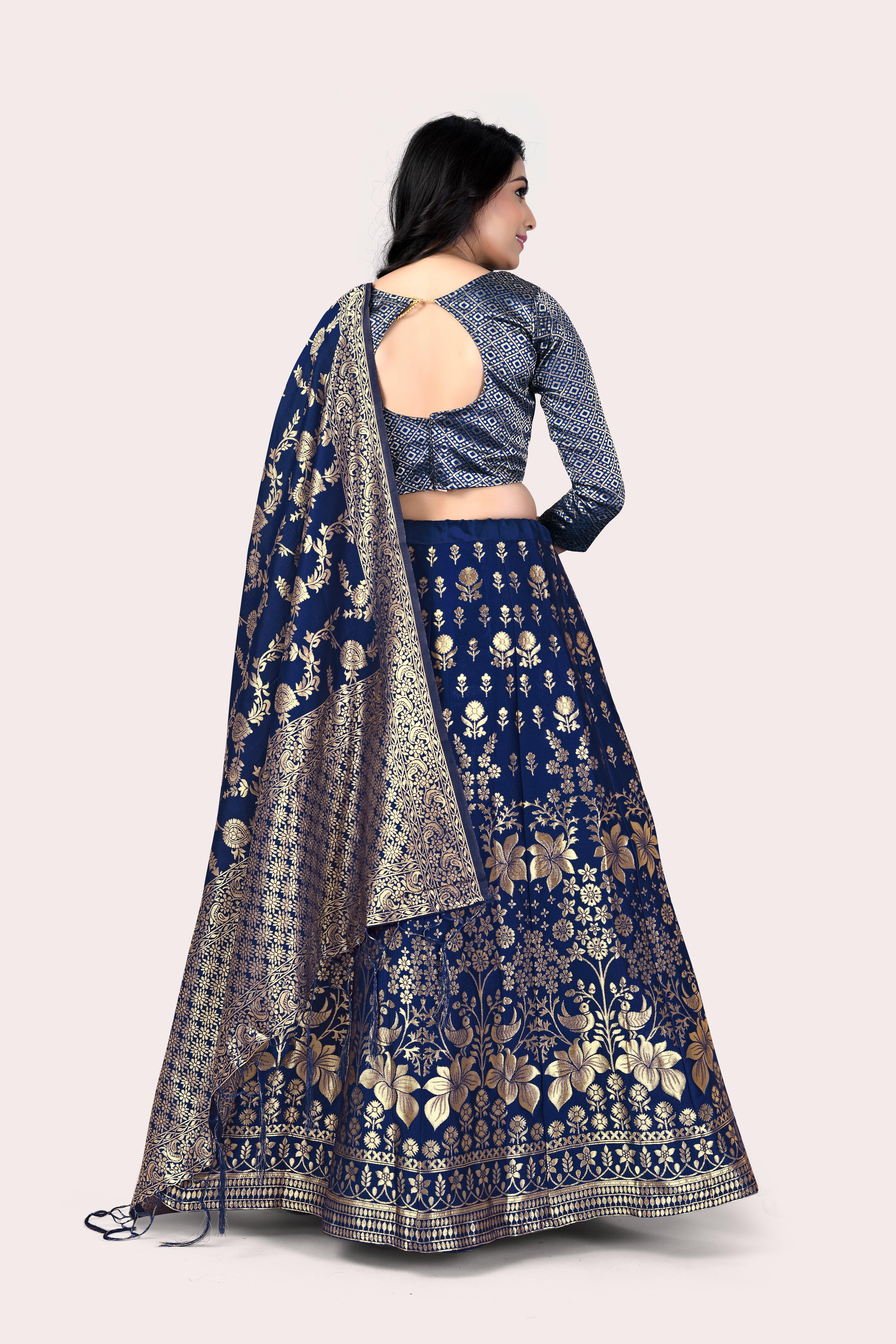 Majestic Masterpiece: Banarasi Lehenga Choli with Dupatta - Decize Clothing