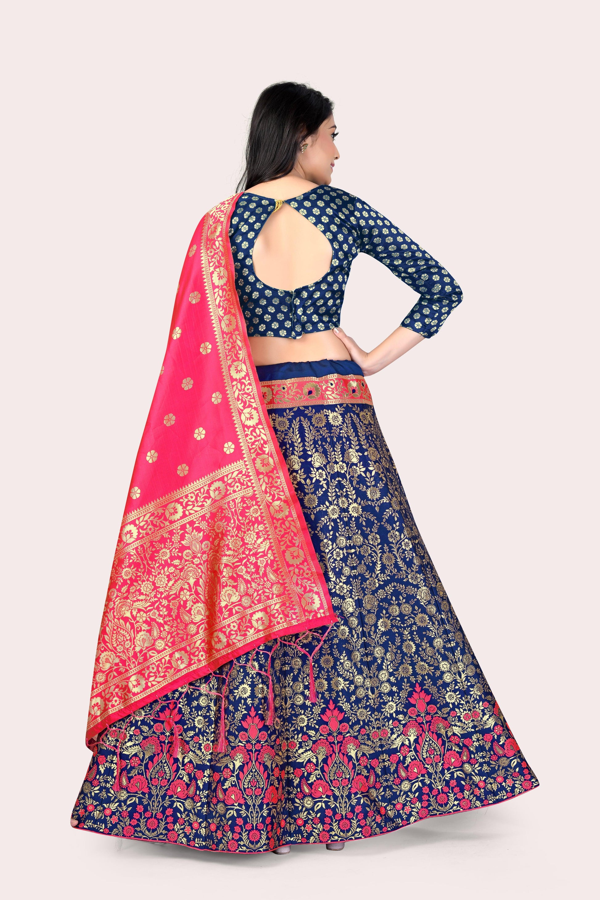 Regal Splendor: Banarasi Lehenga Choli and Dupatta Combo - Decize Clothing