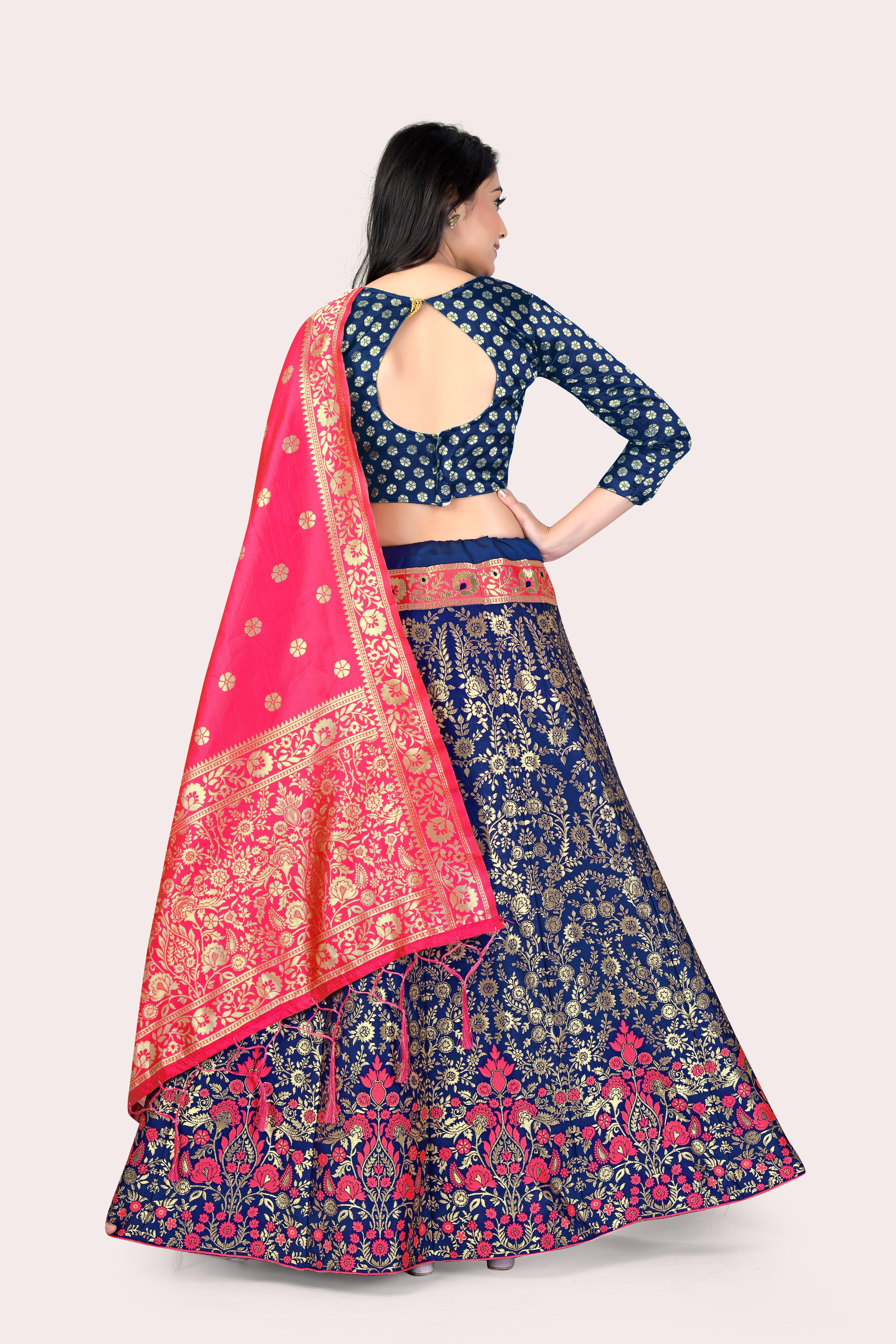 Regal Splendor: Banarasi Lehenga Choli and Dupatta Combo - Decize Clothing