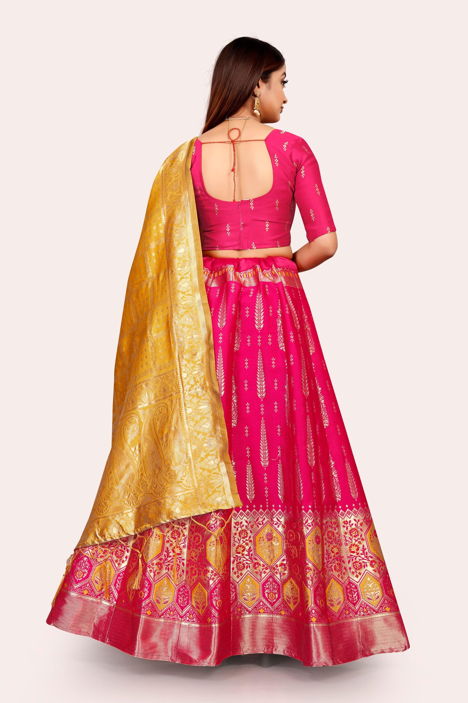 Regal Radiance: Banarasi Lehenga Choli Ensemble with Dupatta - Decize Clothing