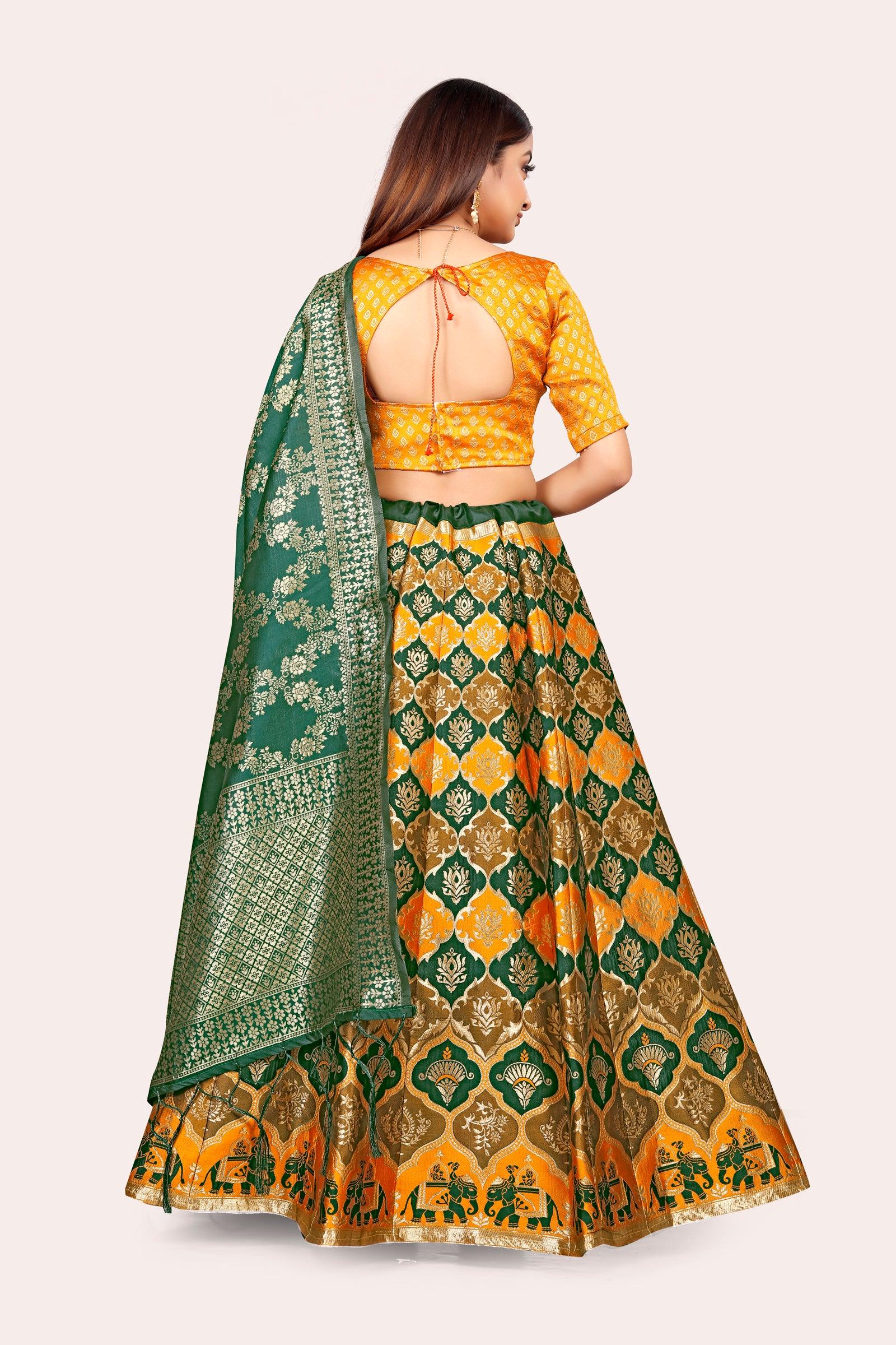 Ravishing Royalty: Banarasi Lehenga Choli Set and Dupatta - Decize Clothing