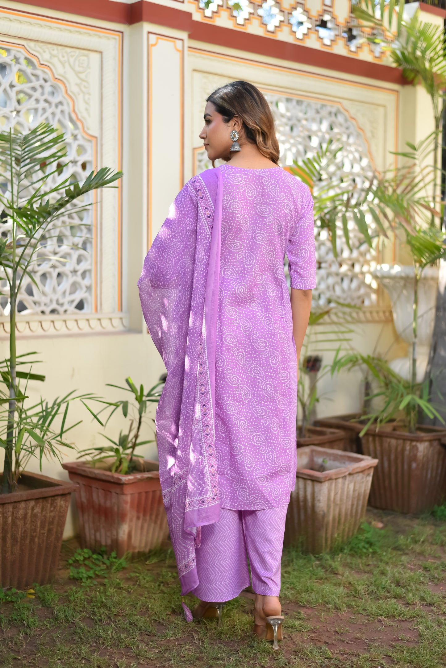 Blooming Lilac Cotton Kurta Set With Dupatta