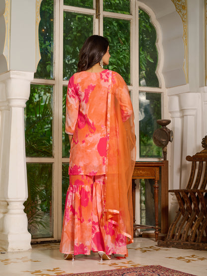 Aurelia Embroidered Printed Sharara Set with Dupatta