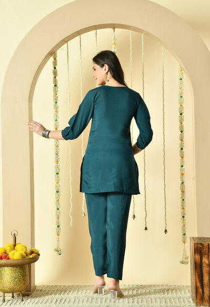 Amara Pure Silk Embroidered Co-ord Set