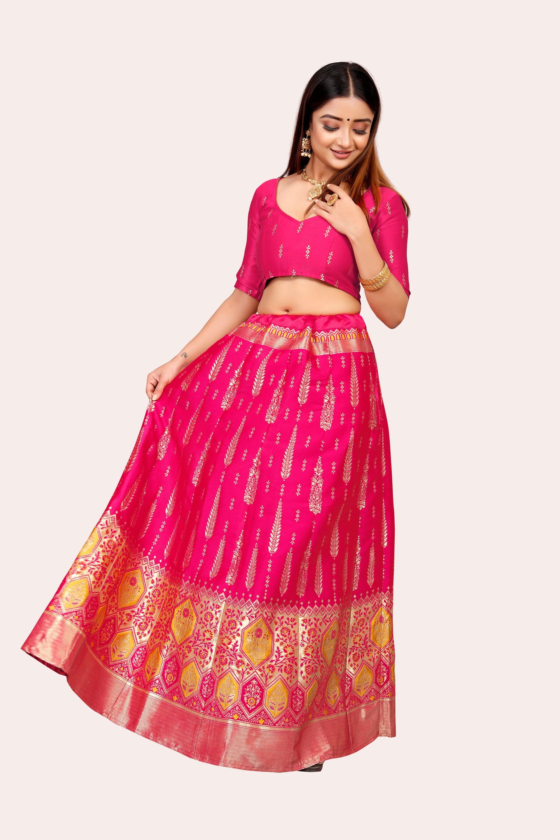 Regal Radiance: Banarasi Lehenga Choli Ensemble with Dupatta - Decize Clothing