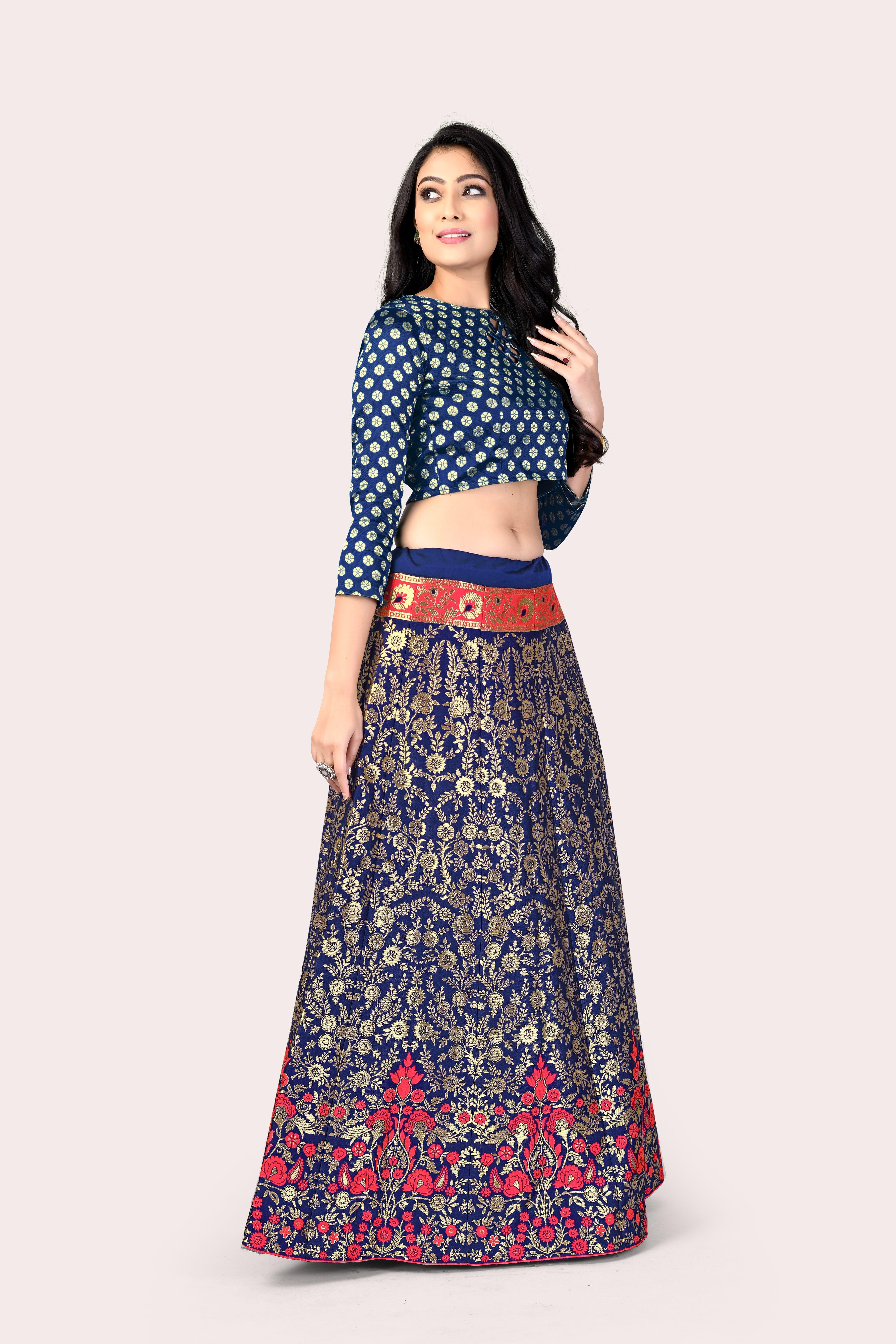 Regal Splendor: Banarasi Lehenga Choli and Dupatta Combo - Decize Clothing