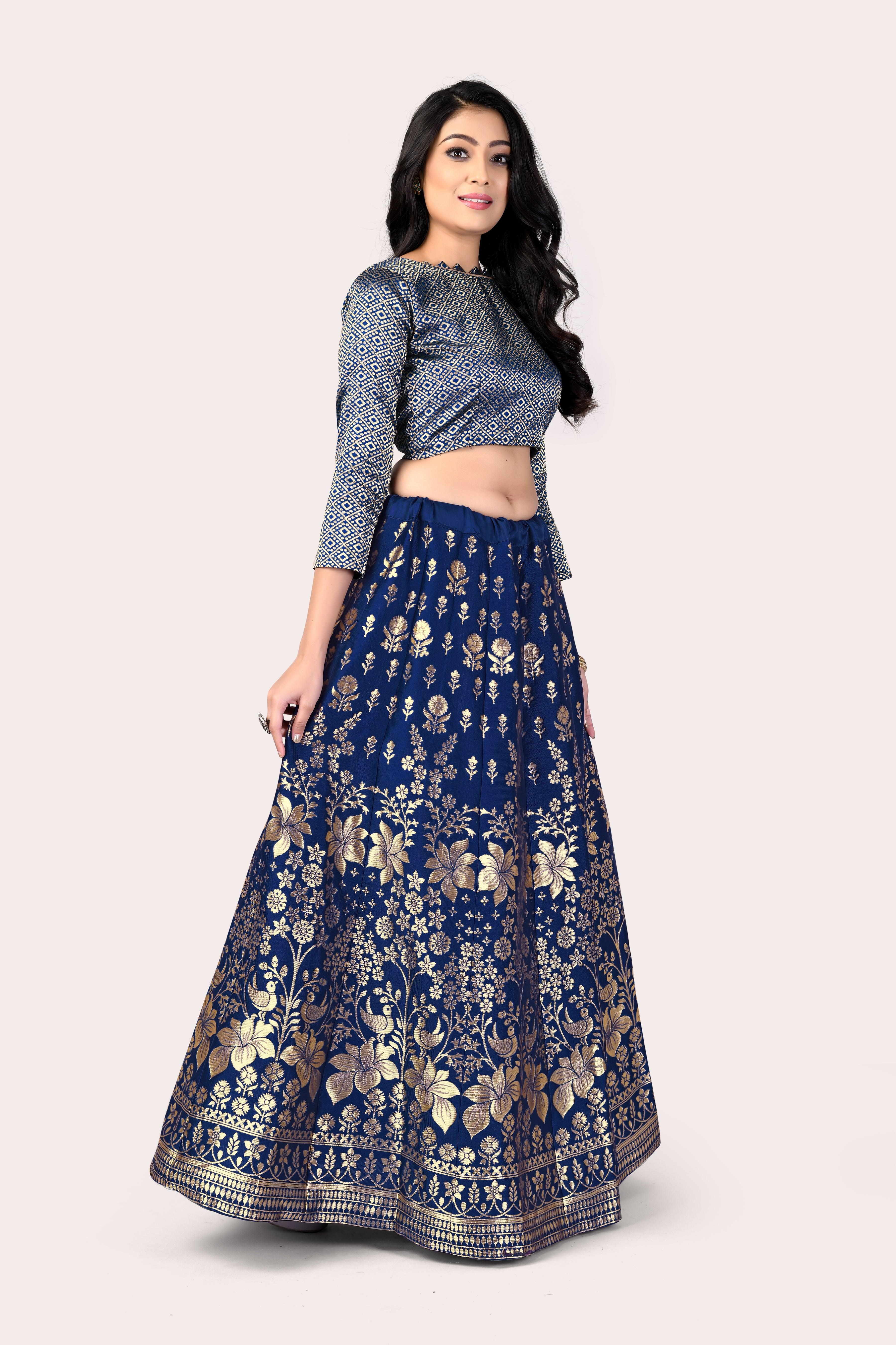 Majestic Masterpiece: Banarasi Lehenga Choli with Dupatta - Decize Clothing