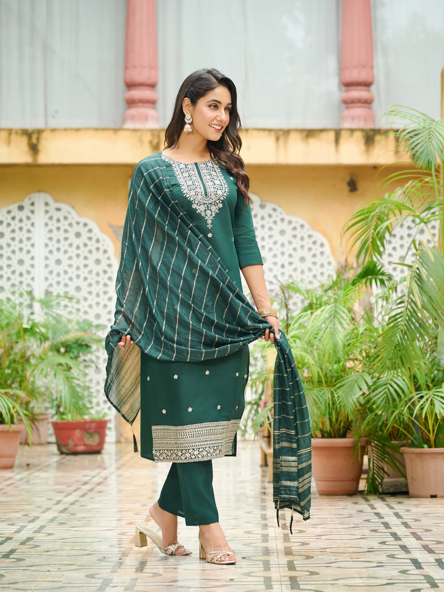 Parnika Silk Blend Embroidered Kurta Set with Dupatta