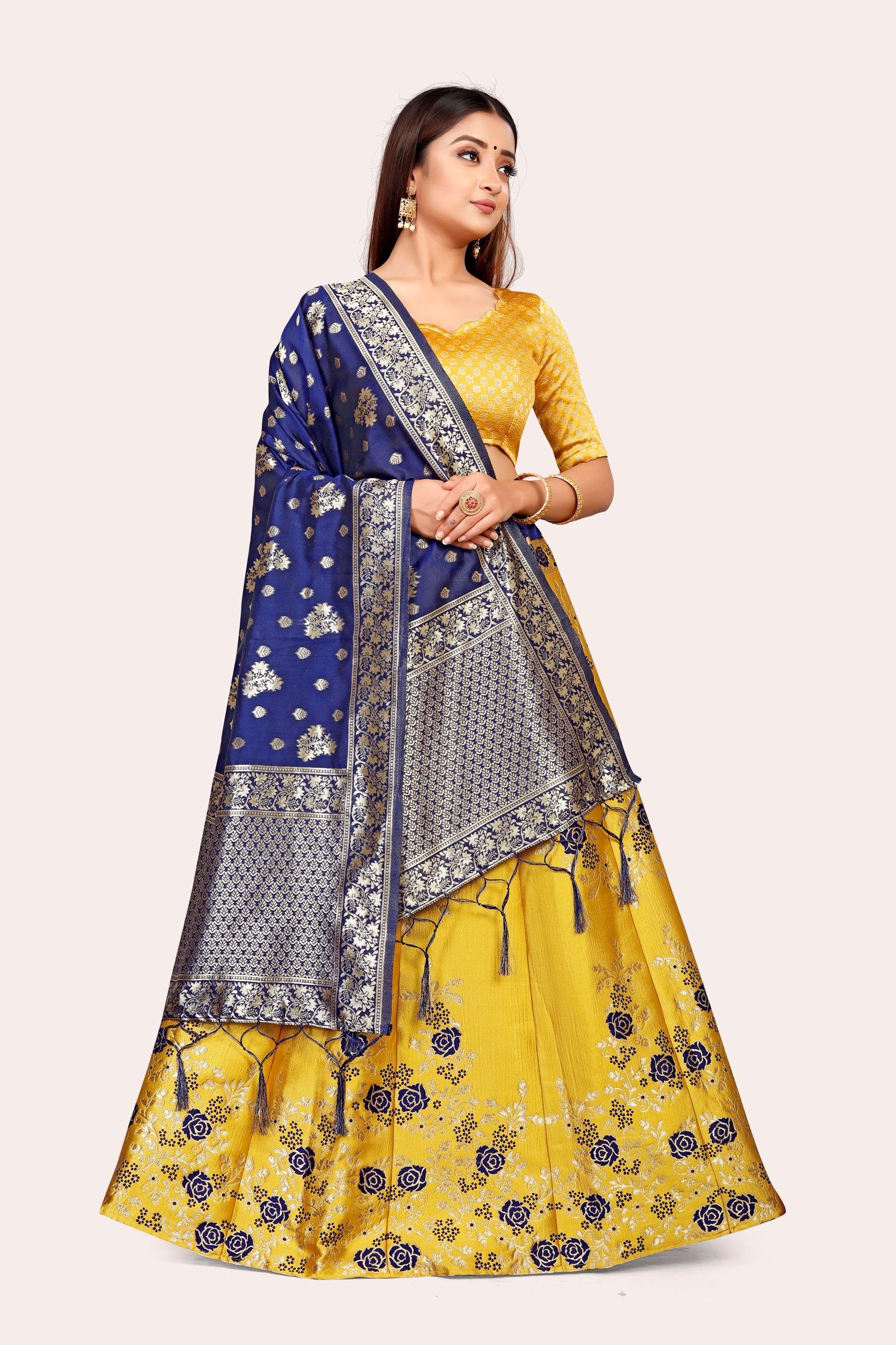 Opulent Opulence: Banarasi Lehenga Choli Set with Dupatta - Decize Clothing