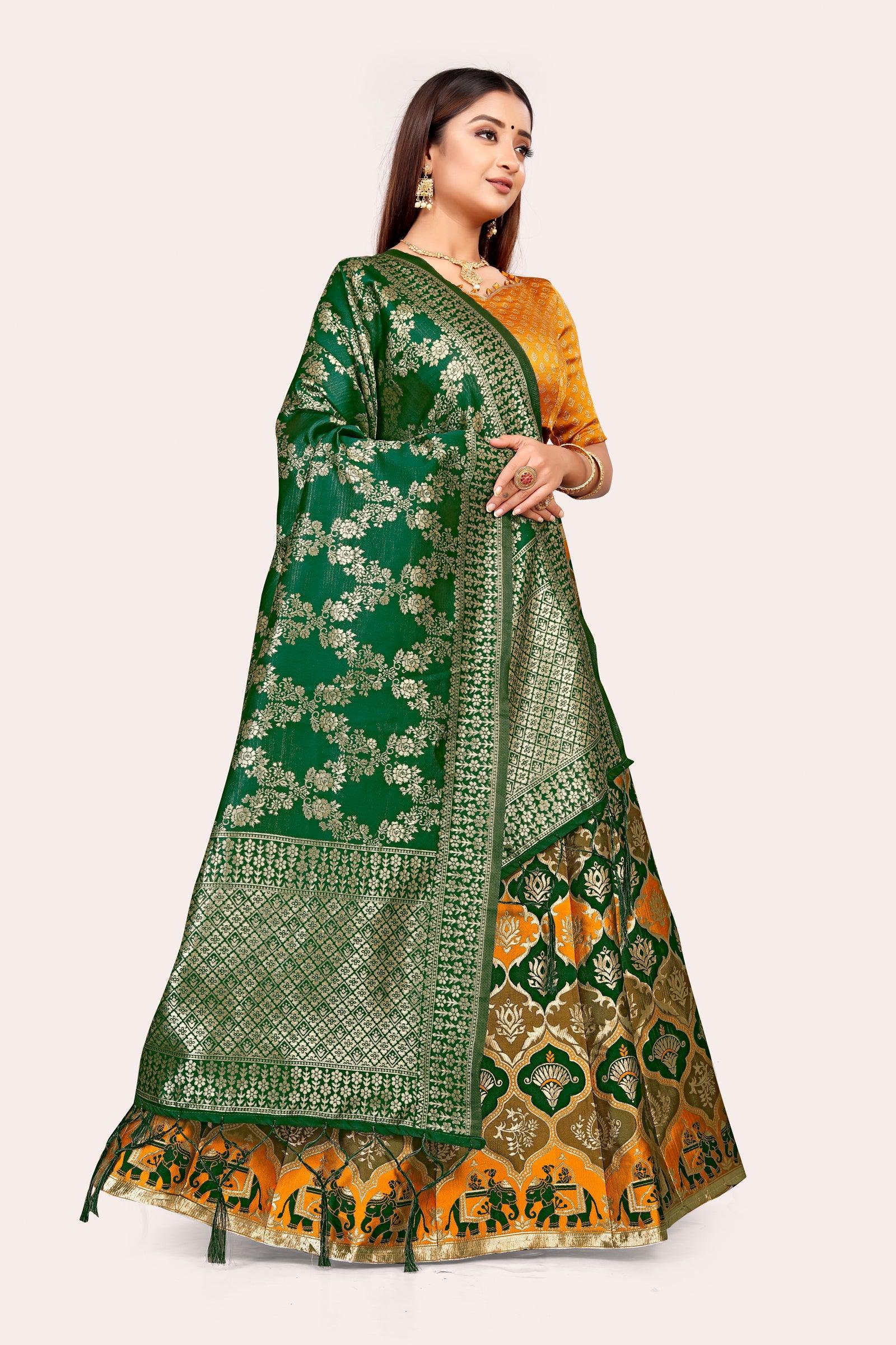 Ravishing Royalty: Banarasi Lehenga Choli Set and Dupatta - Decize Clothing