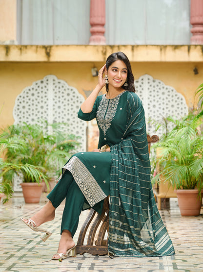 Parnika Silk Blend Embroidered Kurta Set with Dupatta