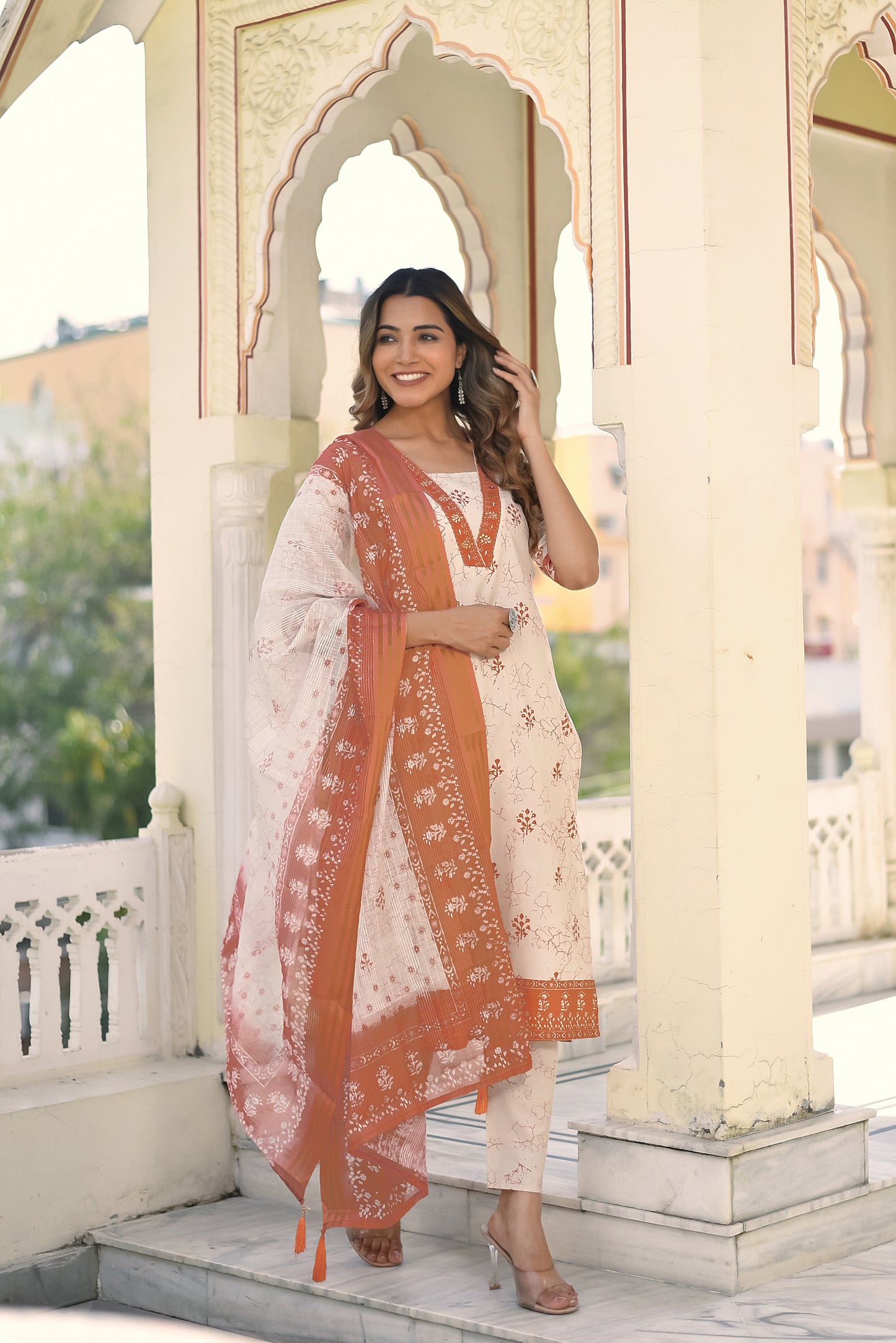 Aarunya Bloom Cotton Kurta Set with Dupatta