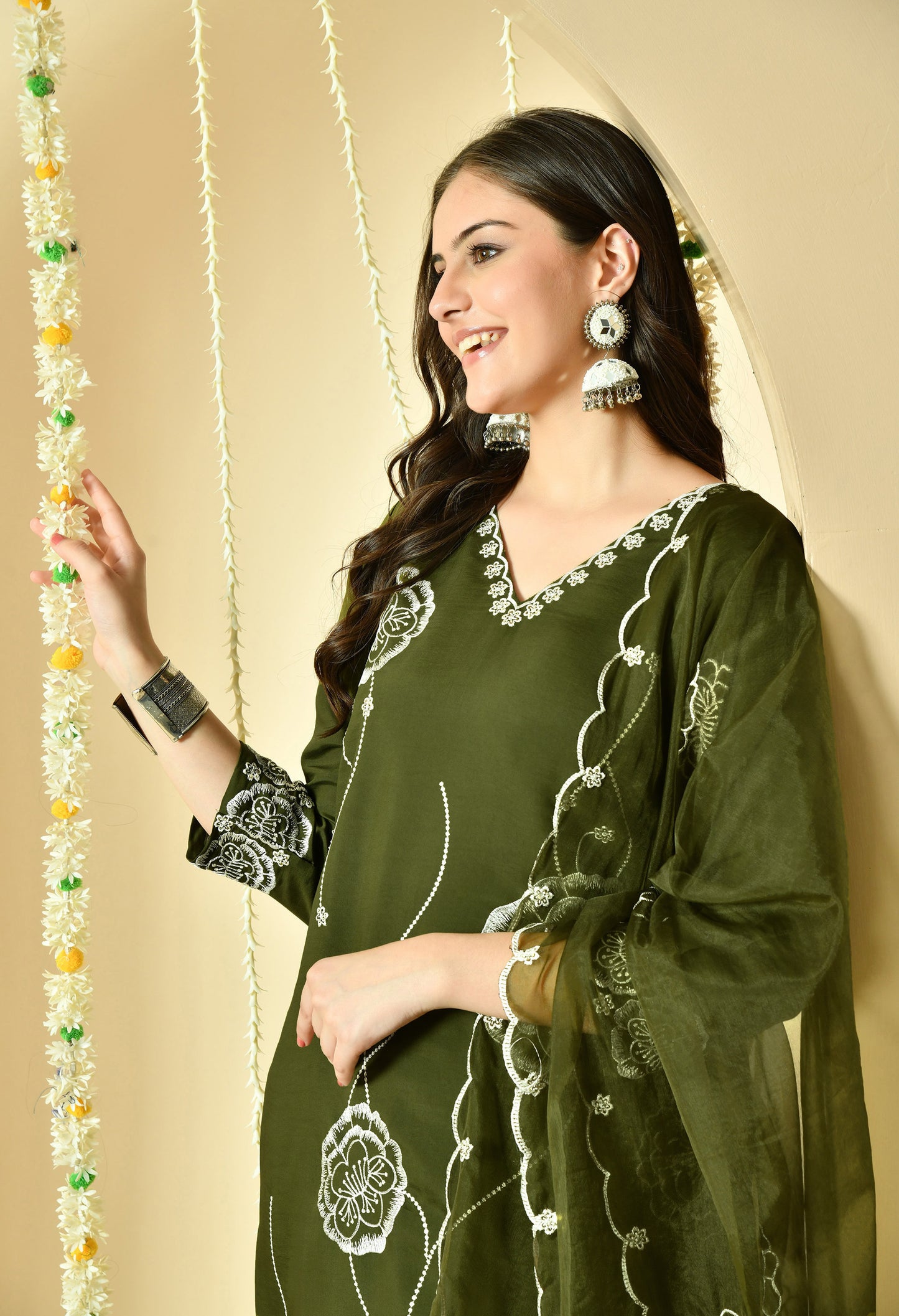 Gulab Embroidered Silk Kurta with Trouser & Dupatta