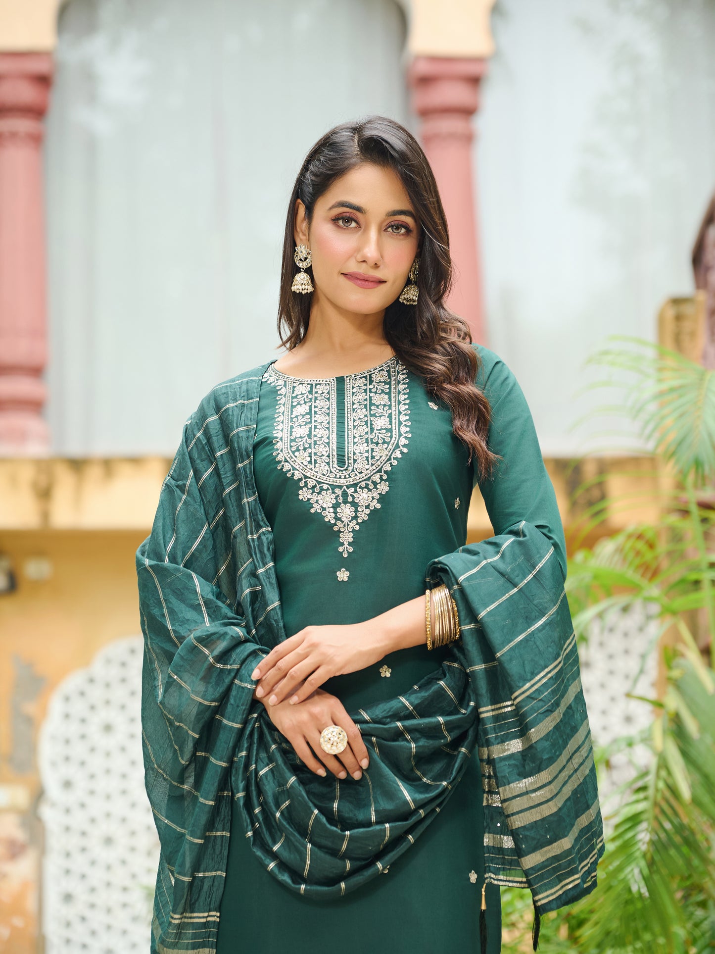 Parnika Silk Blend Embroidered Kurta Set with Dupatta