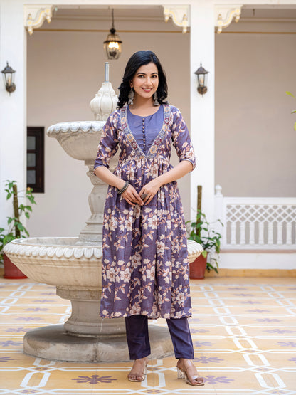 Tanisha Floral Printed Kurta Set with Dupatta
