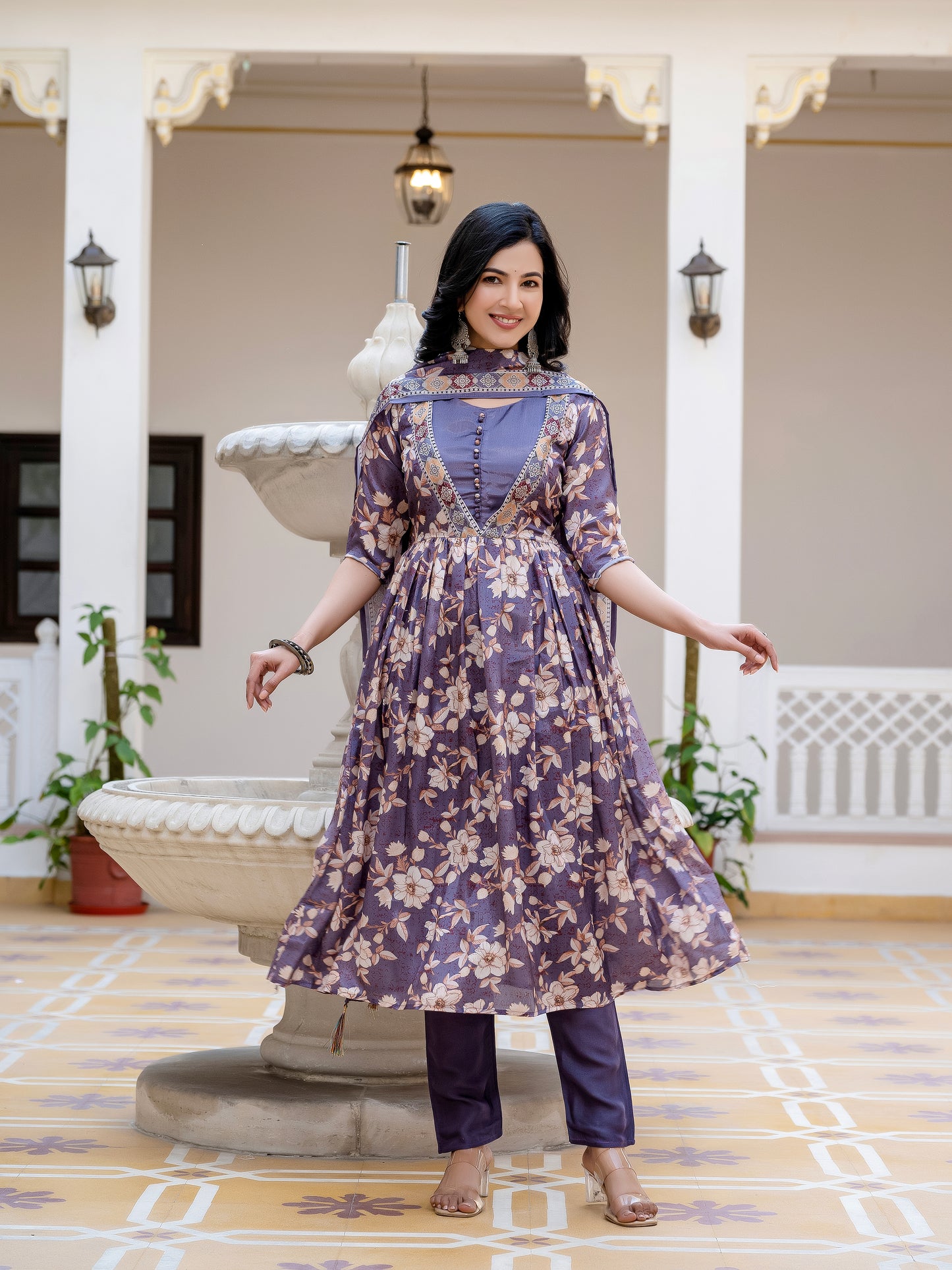 Tanisha Floral Printed Kurta Set with Dupatta