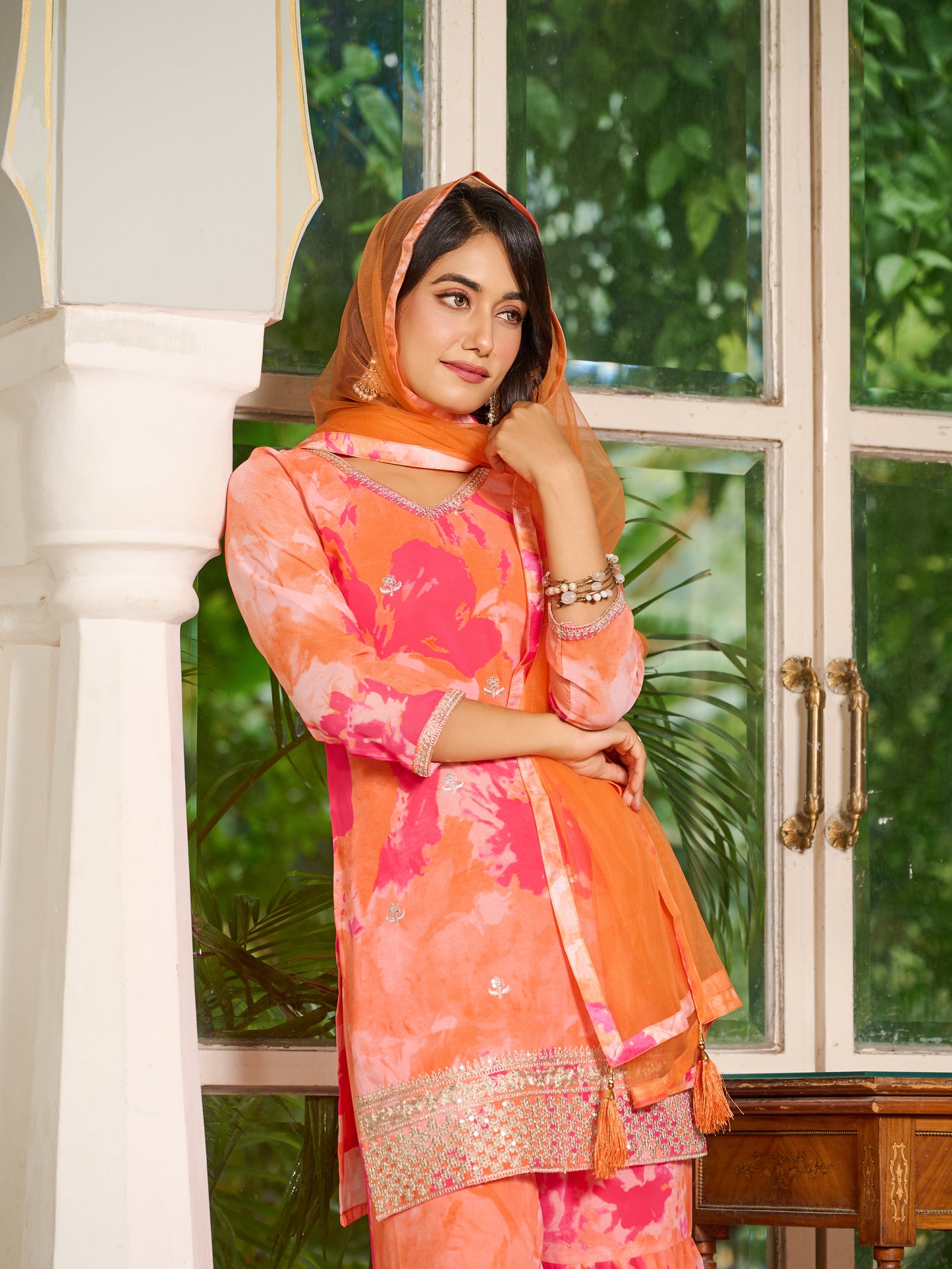 Aurelia Embroidered Printed Sharara Set with Dupatta