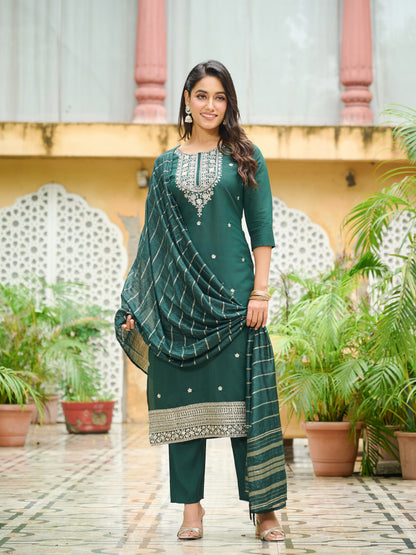 Parnika Silk Blend Embroidered Kurta Set with Dupatta