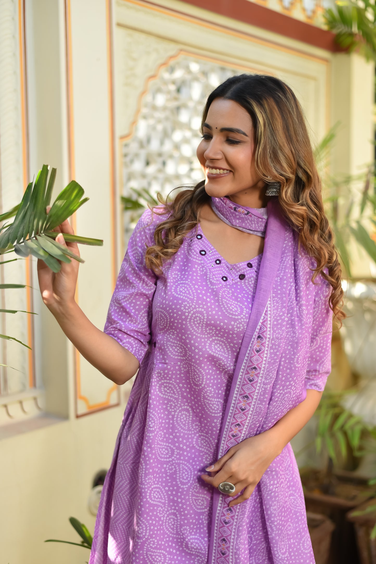 Blooming Lilac Cotton Kurta Set With Dupatta