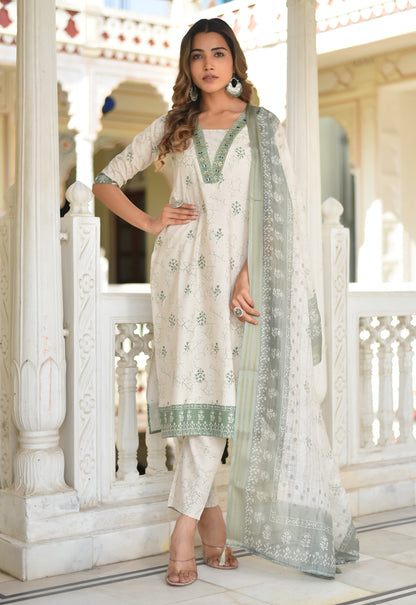Aarunya Floral Cotton Kurta Set with Dupatta