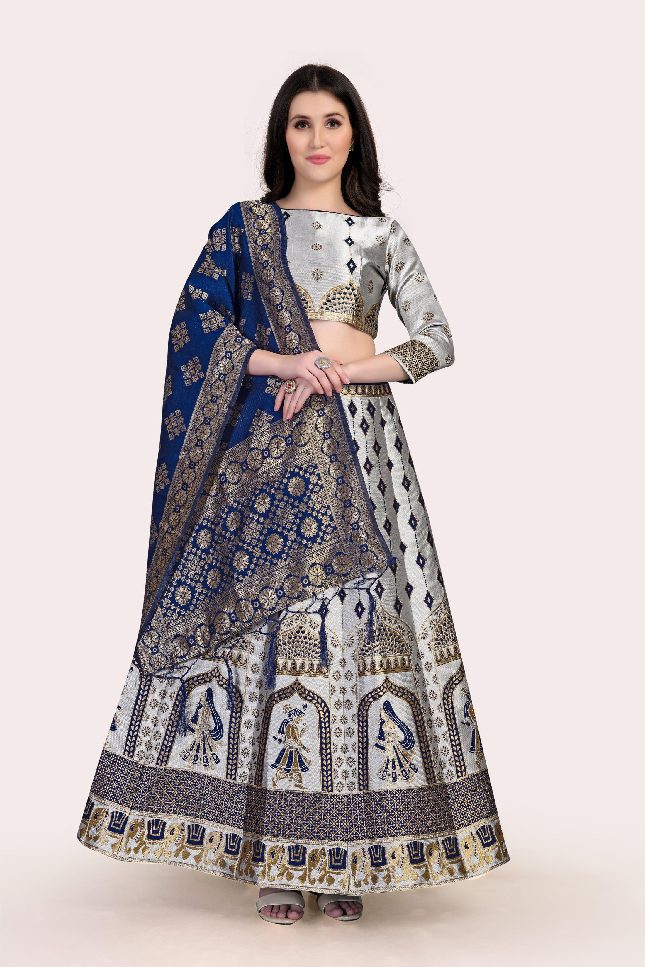 Royal Radiance: Banarasi Lehenga Choli Set with Dupatta - Decize Clothing