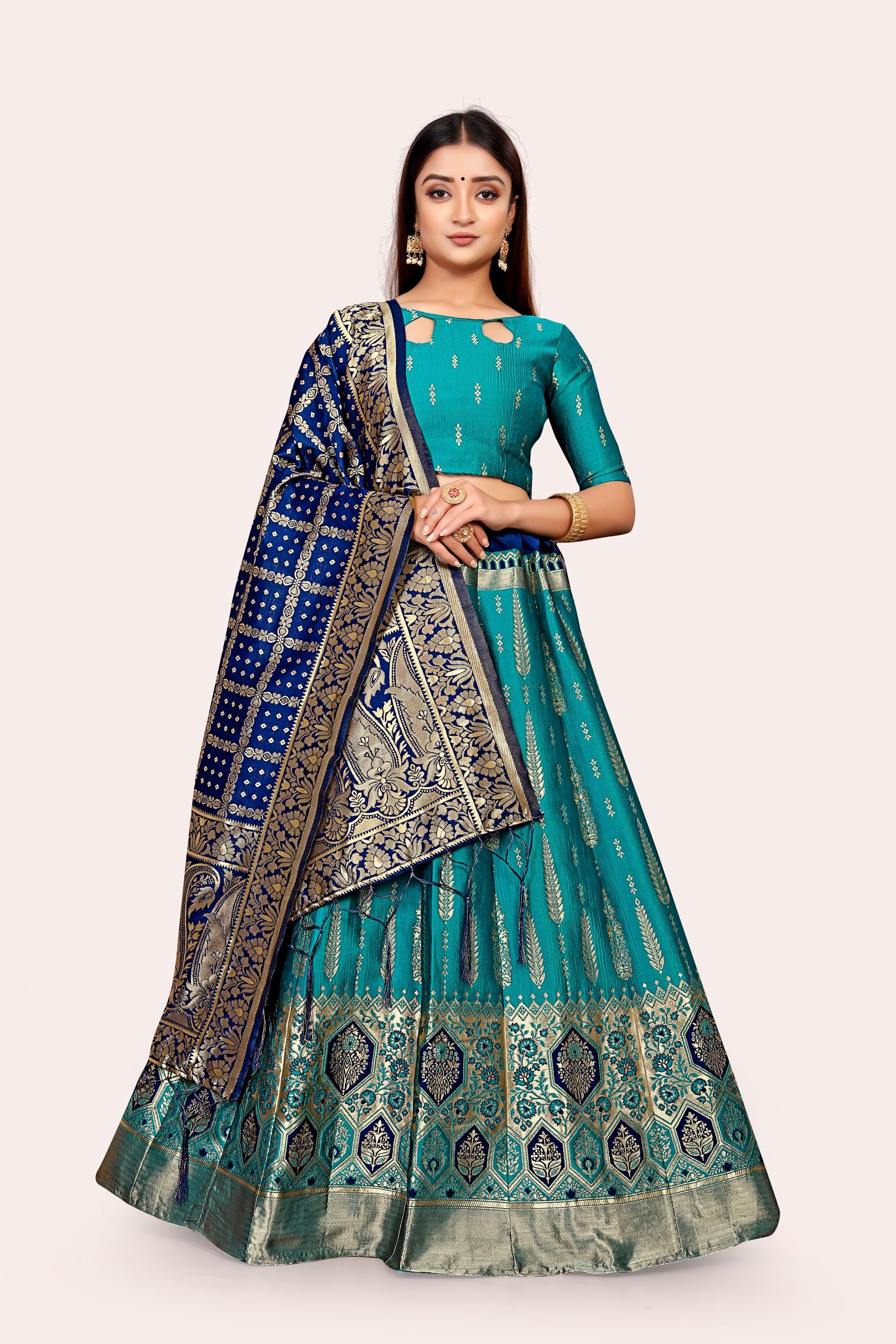 Regal Radiance: Banarasi Lehenga Choli Ensemble with Dupatta - Decize Clothing