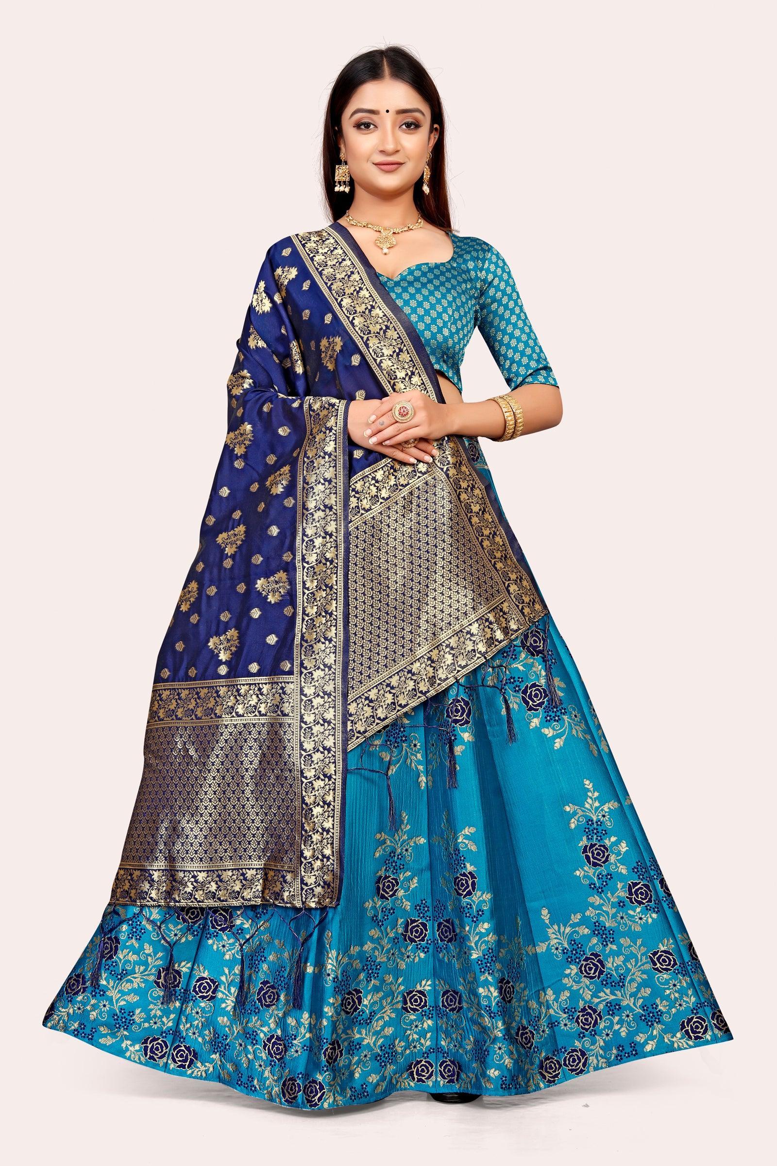 Opulent Opulence: Banarasi Lehenga Choli Set with Dupatta - Decize Clothing