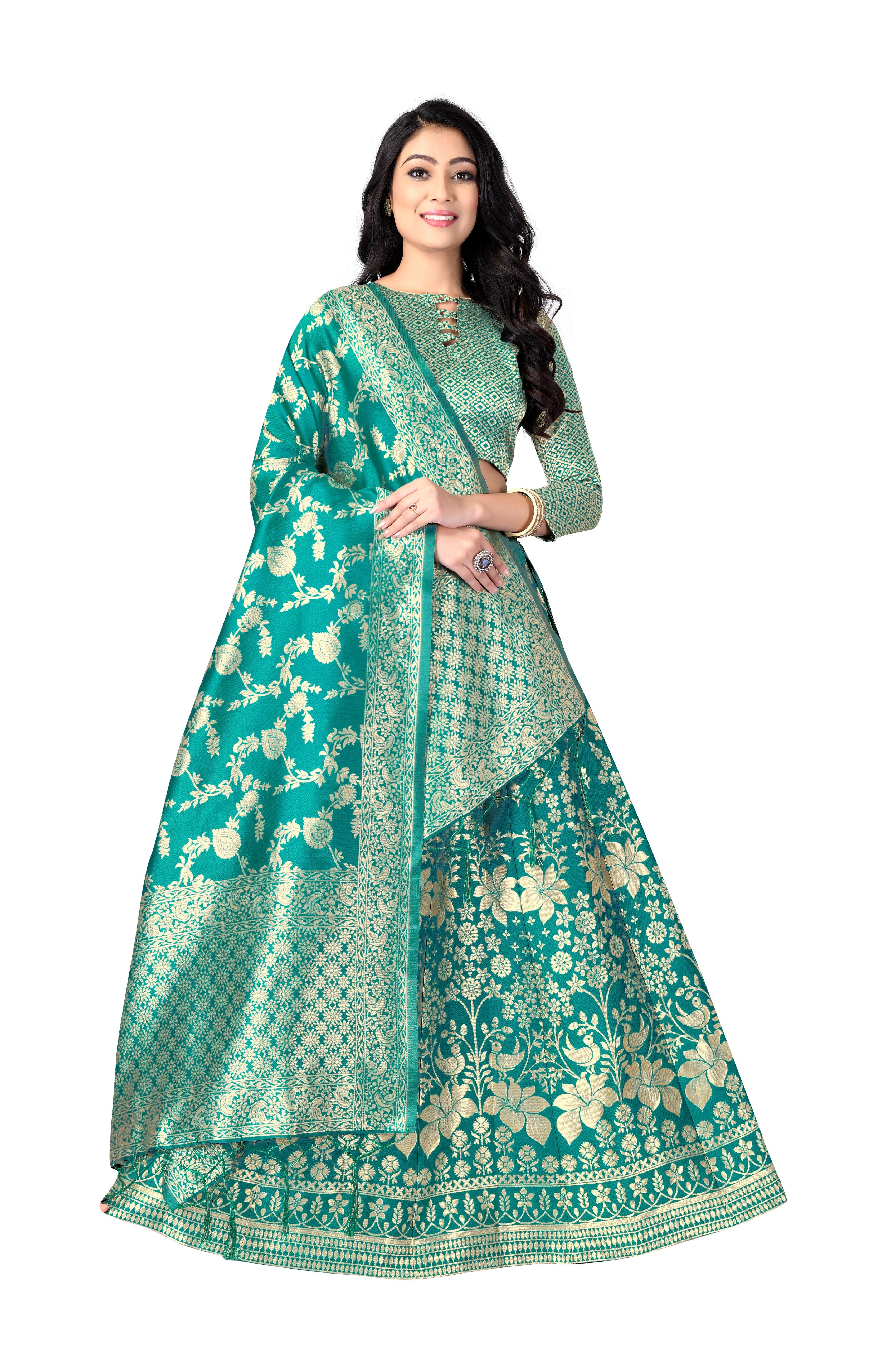 Majestic Masterpiece: Banarasi Lehenga Choli with Dupatta - Decize Clothing