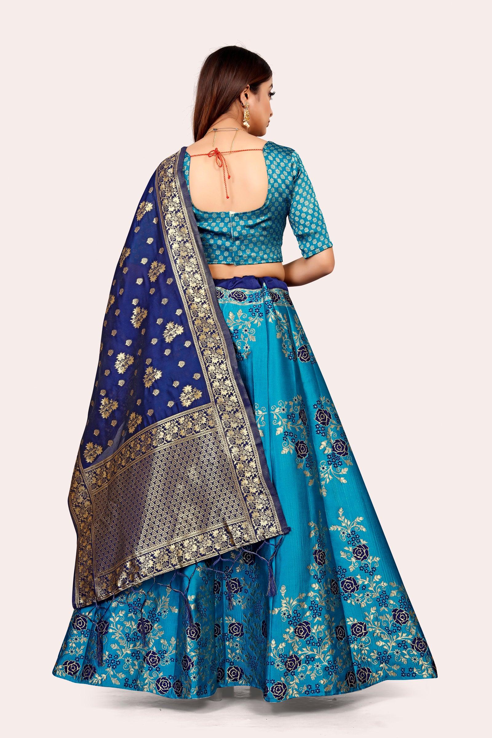 Opulent Opulence: Banarasi Lehenga Choli Set with Dupatta - Decize Clothing