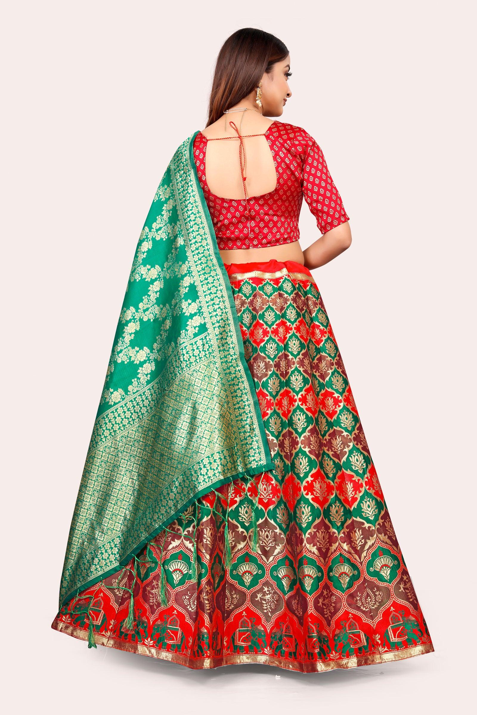 Ravishing Royalty: Banarasi Lehenga Choli Set and Dupatta - Decize Clothing