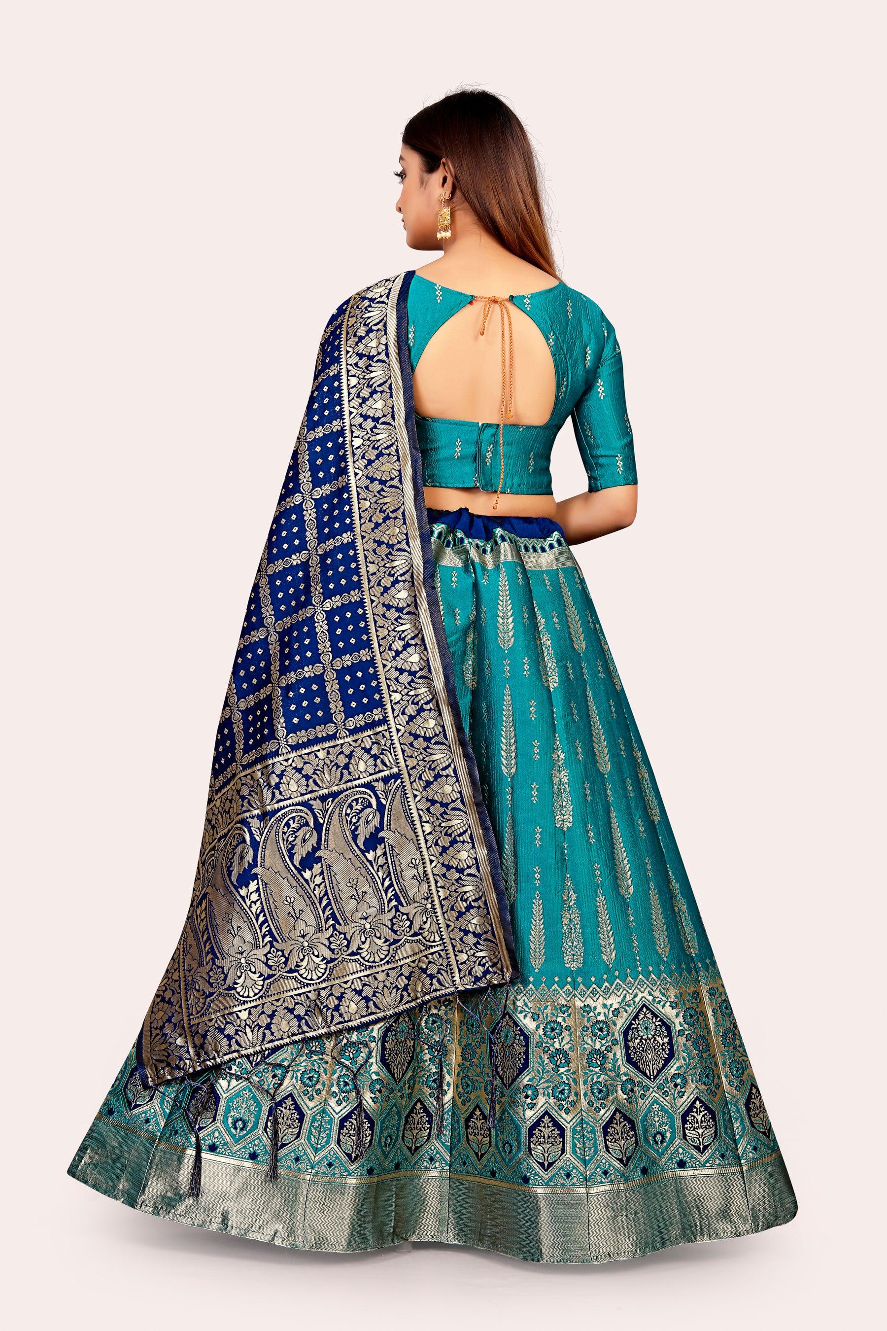 Regal Radiance: Banarasi Lehenga Choli Ensemble with Dupatta - Decize Clothing