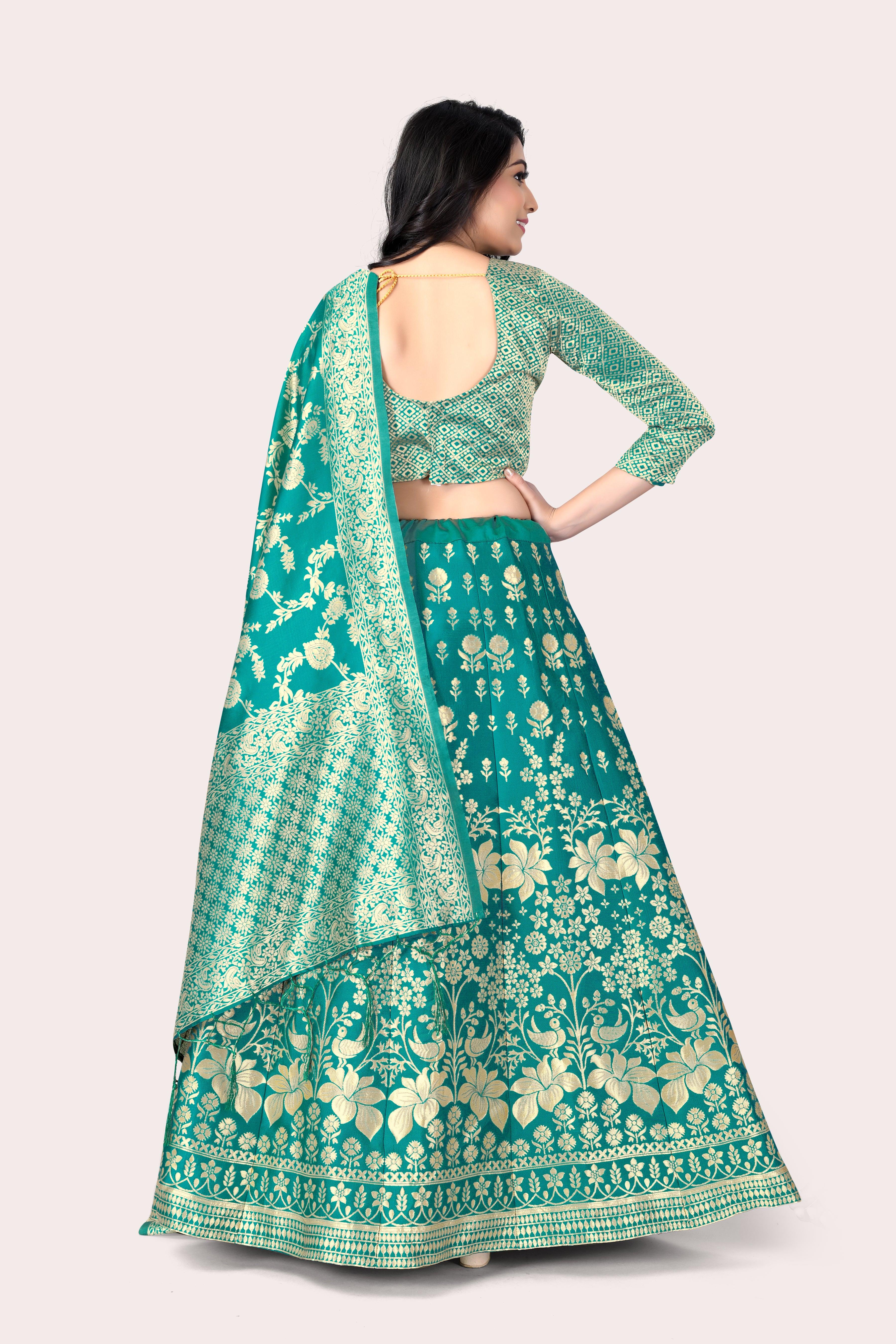 Majestic Masterpiece: Banarasi Lehenga Choli with Dupatta - Decize Clothing