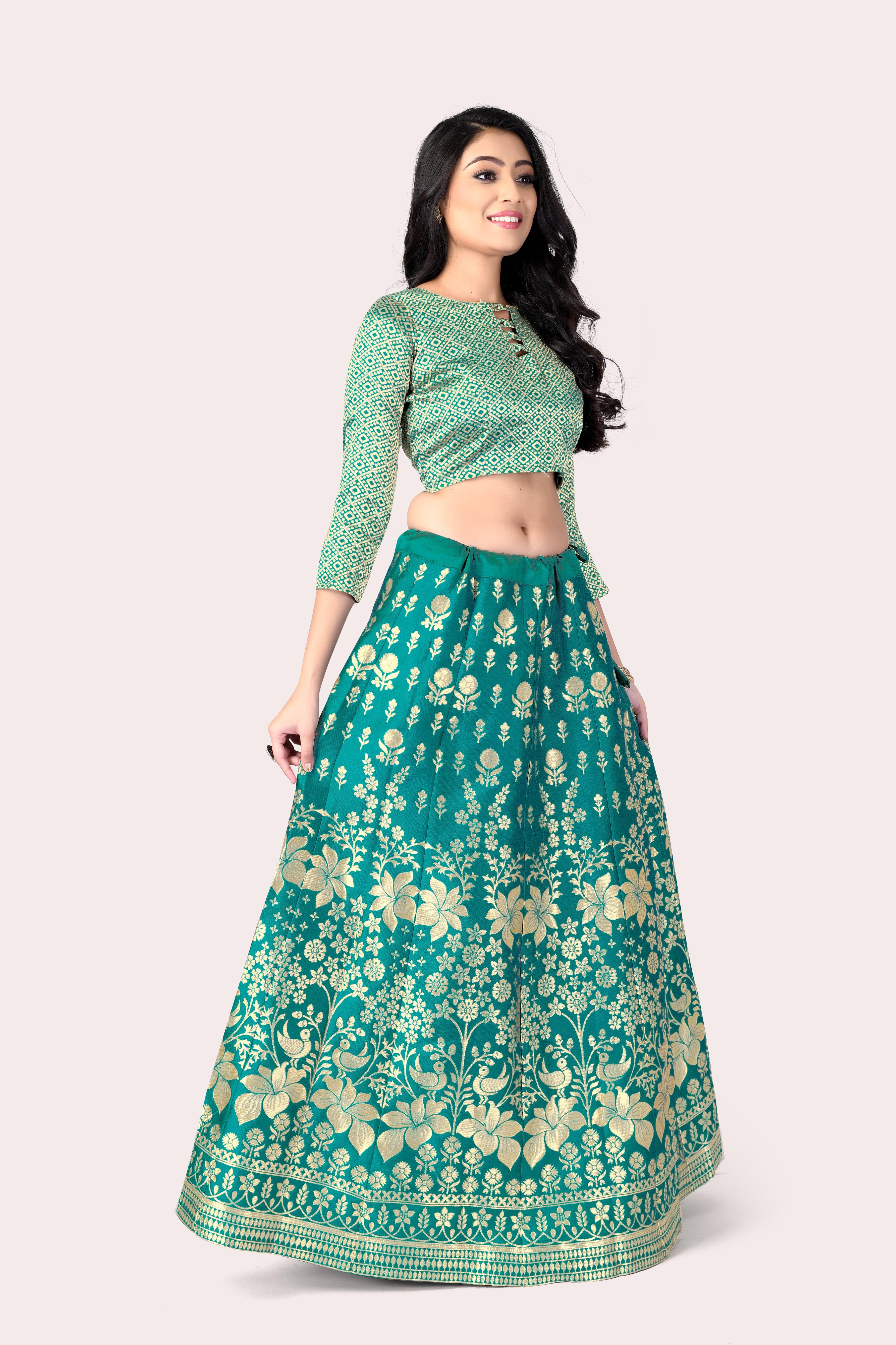 Majestic Masterpiece: Banarasi Lehenga Choli with Dupatta - Decize Clothing