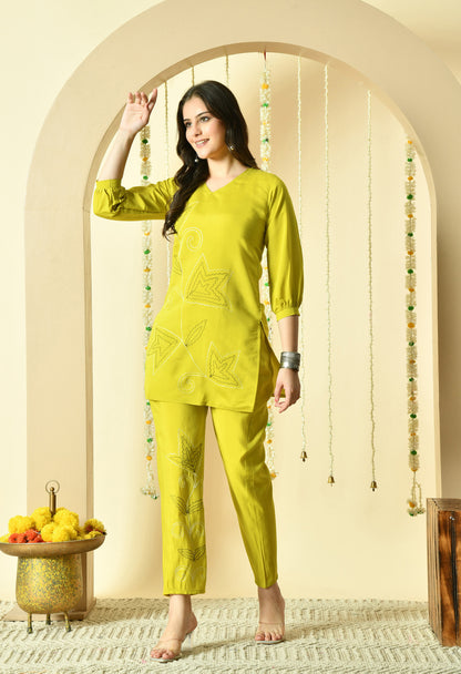 Amara Pure Silk Embroidered Co-ord Set