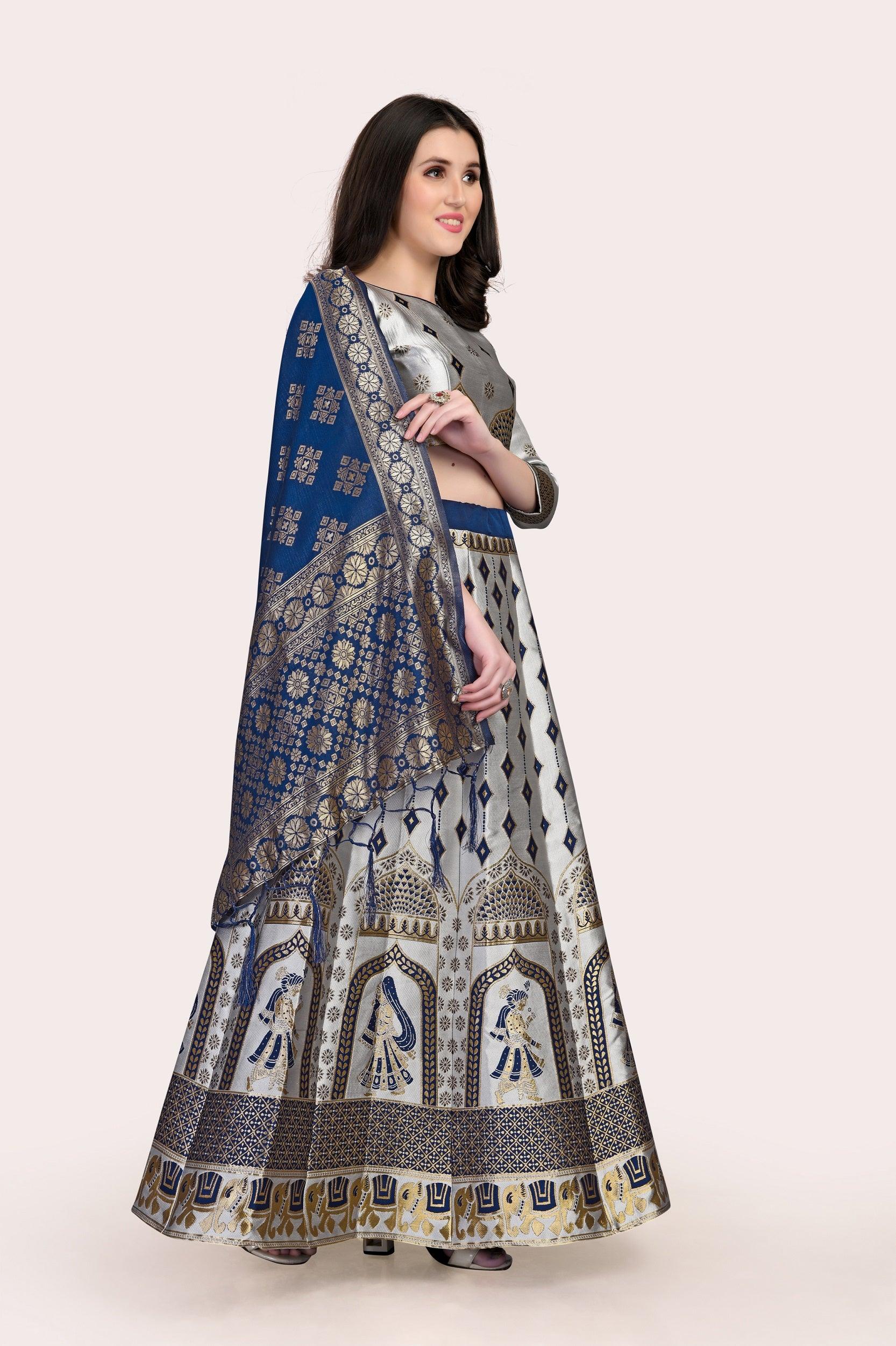 Royal Radiance: Banarasi Lehenga Choli Set with Dupatta - Decize Clothing