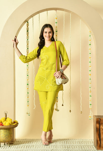 Amara Pure Silk Embroidered Co-ord Set