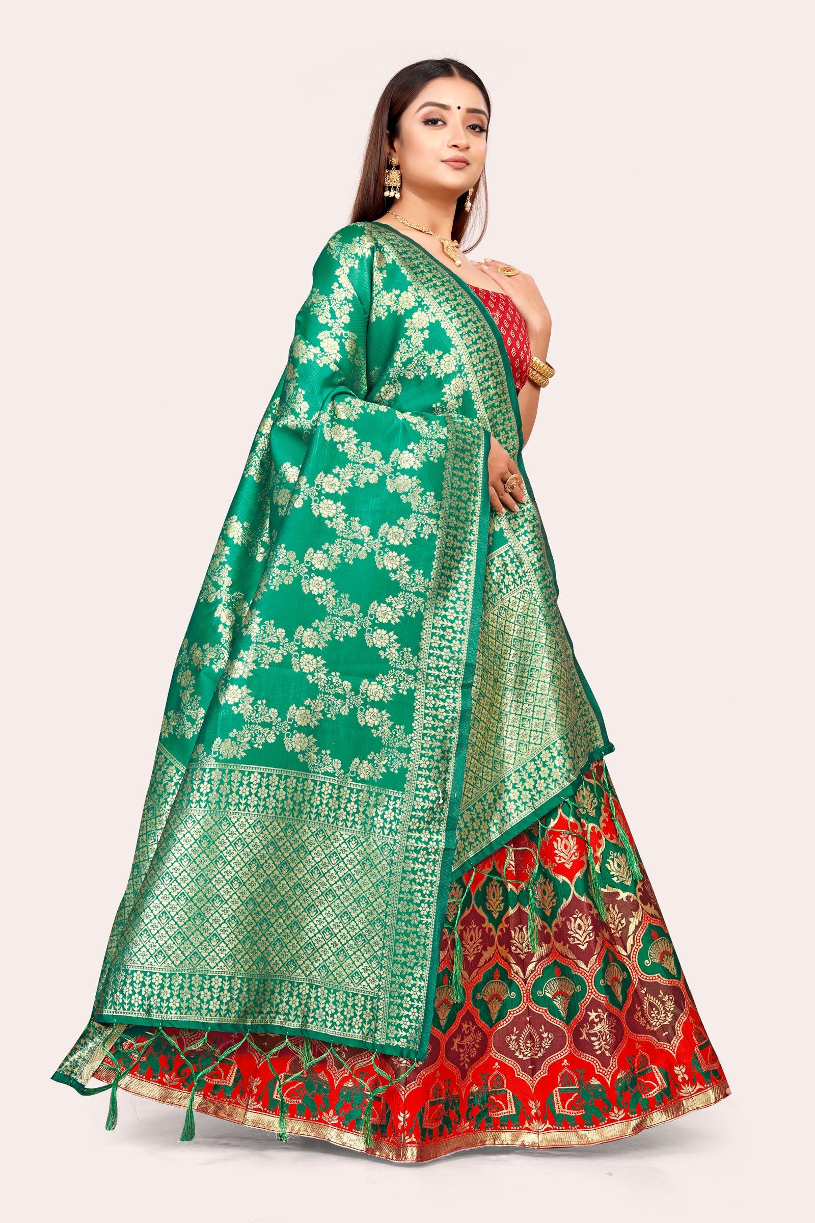 Ravishing Royalty: Banarasi Lehenga Choli Set and Dupatta - Decize Clothing