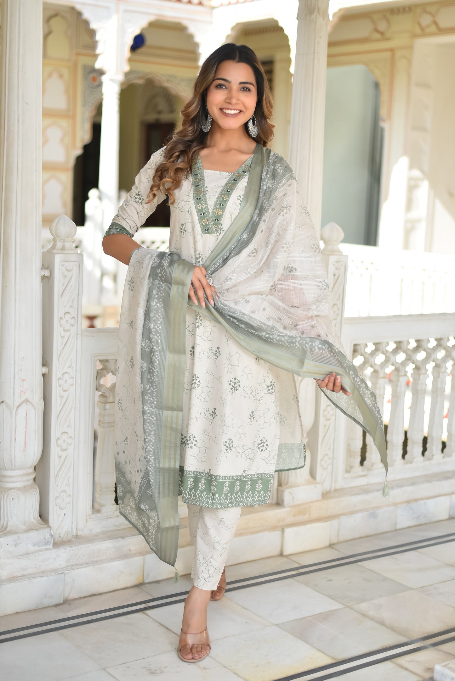 Aarunya Floral Cotton Kurta Set with Dupatta