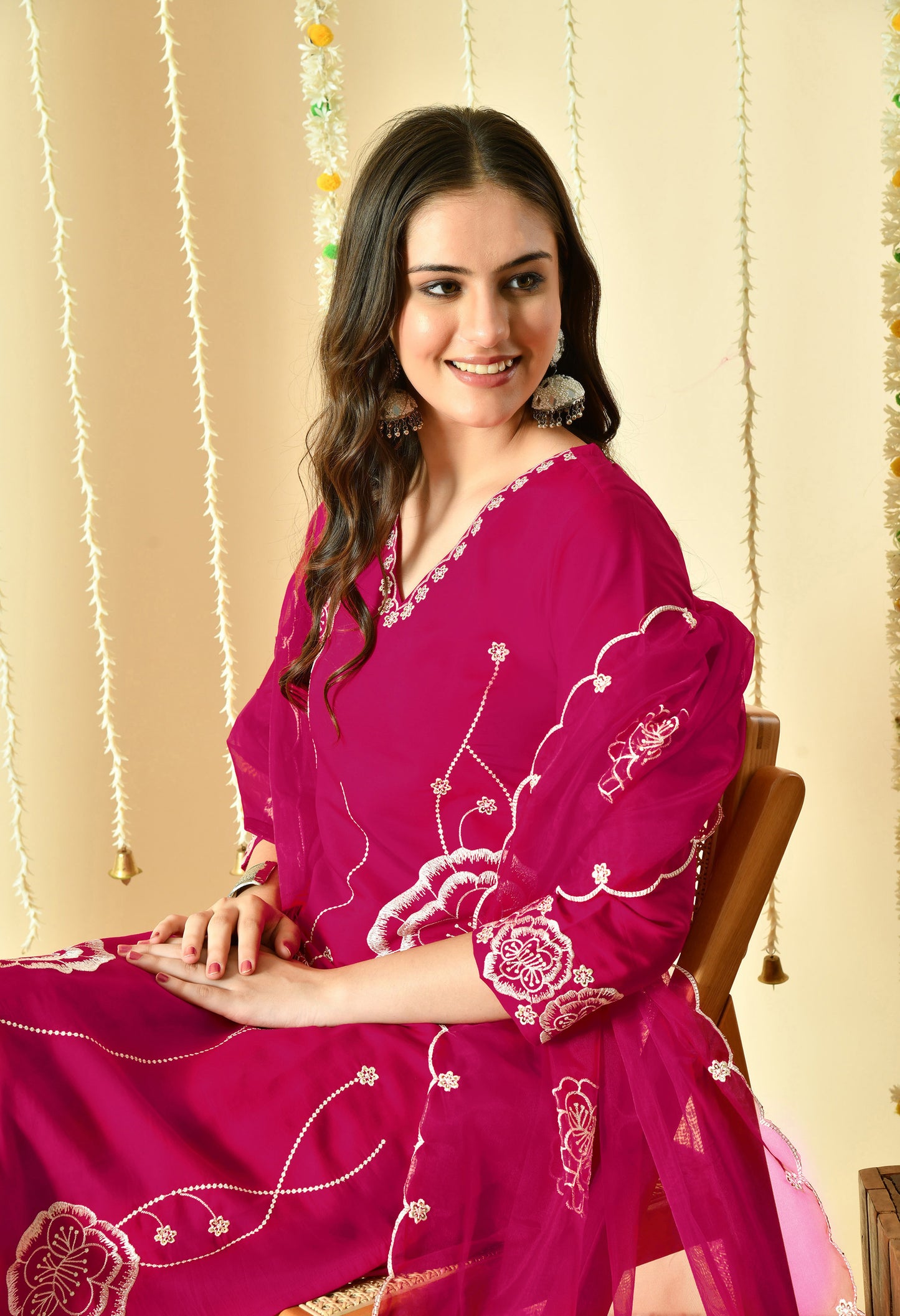Gulab Embroidered Silk Kurta with Trouser & Dupatta