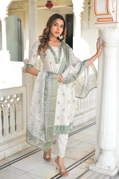 Aarunya Floral Cotton Kurta Set with Dupatta