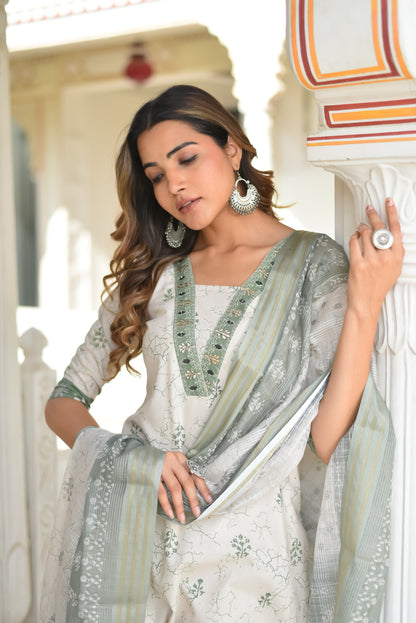 Aarunya Floral Cotton Kurta Set with Dupatta
