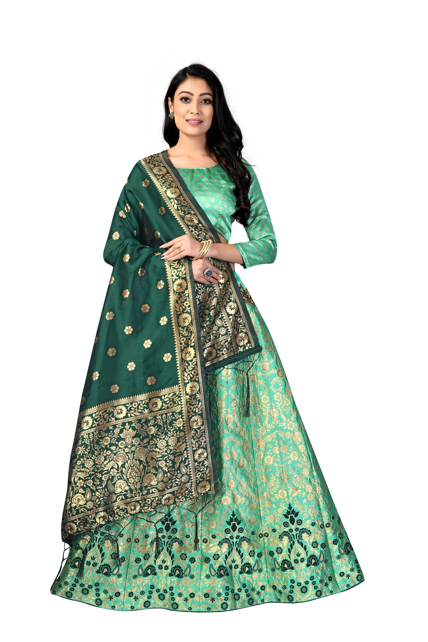 Regal Splendor: Banarasi Lehenga Choli and Dupatta Combo - Decize Clothing