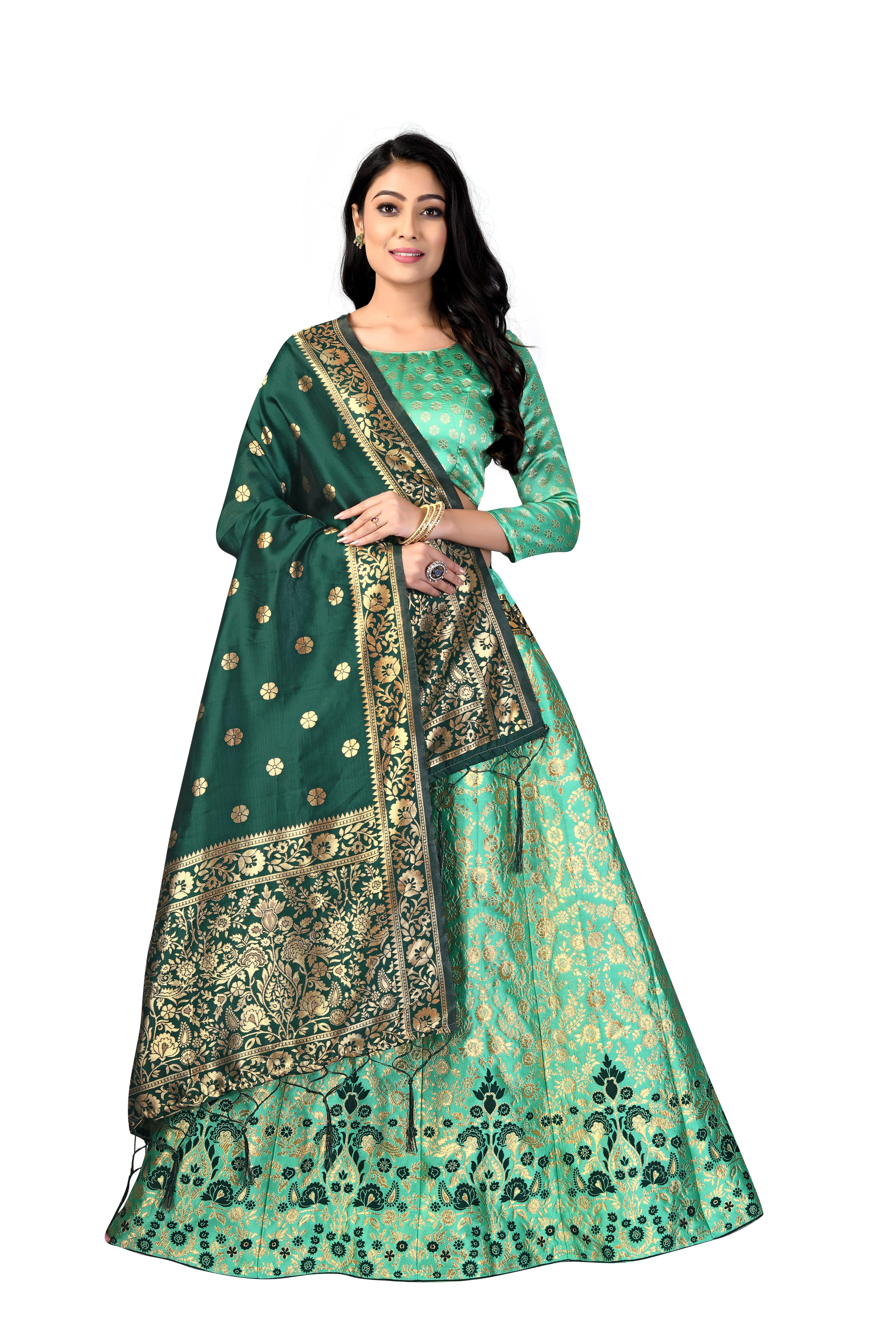 Regal Splendor: Banarasi Lehenga Choli and Dupatta Combo - Decize Clothing