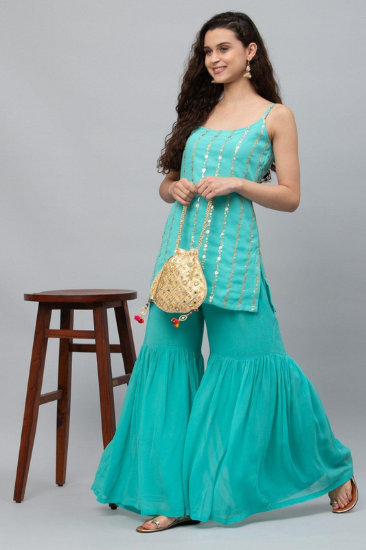 Firozi Charm Kurti Set