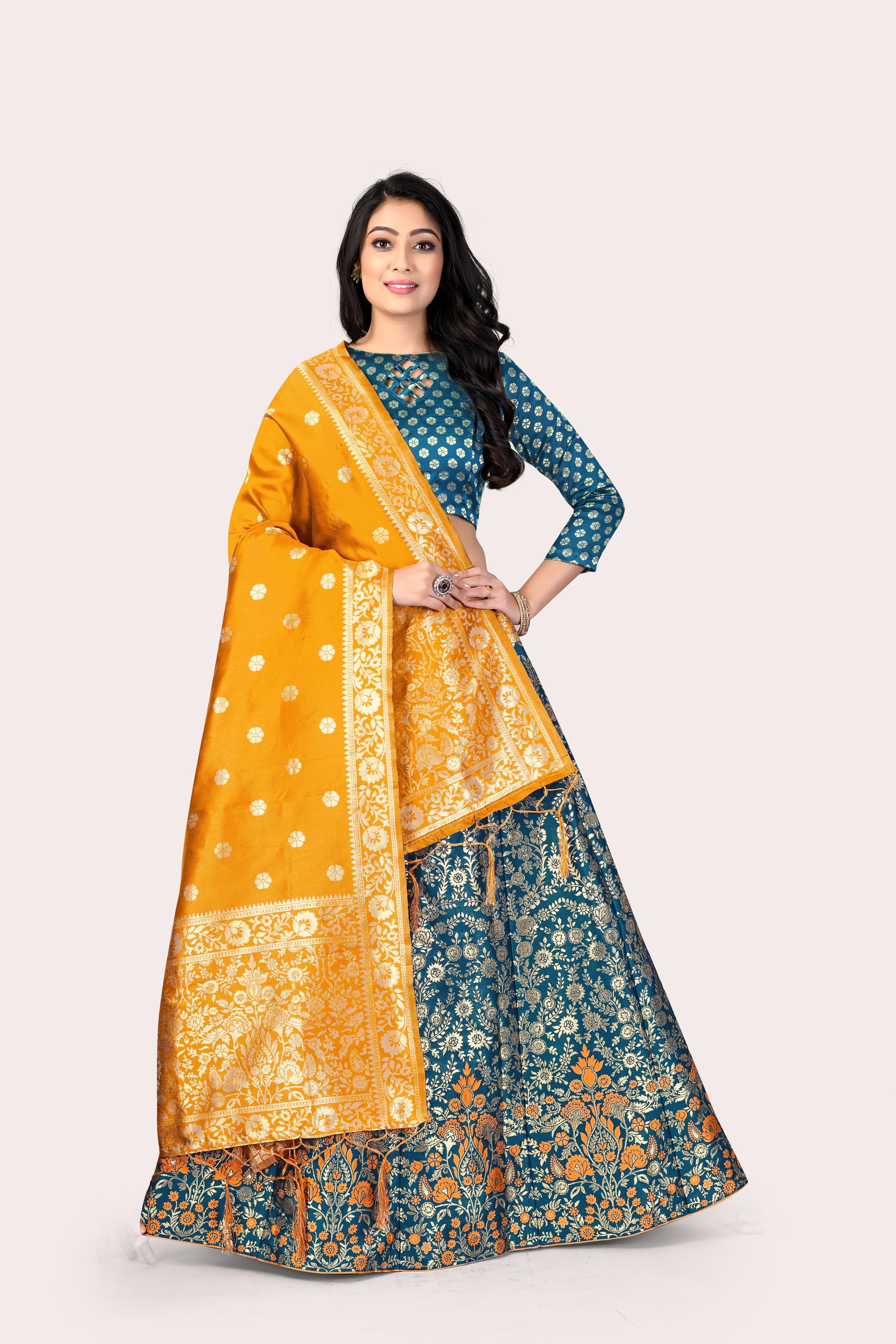 Regal Splendor: Banarasi Lehenga Choli and Dupatta Combo - Decize Clothing