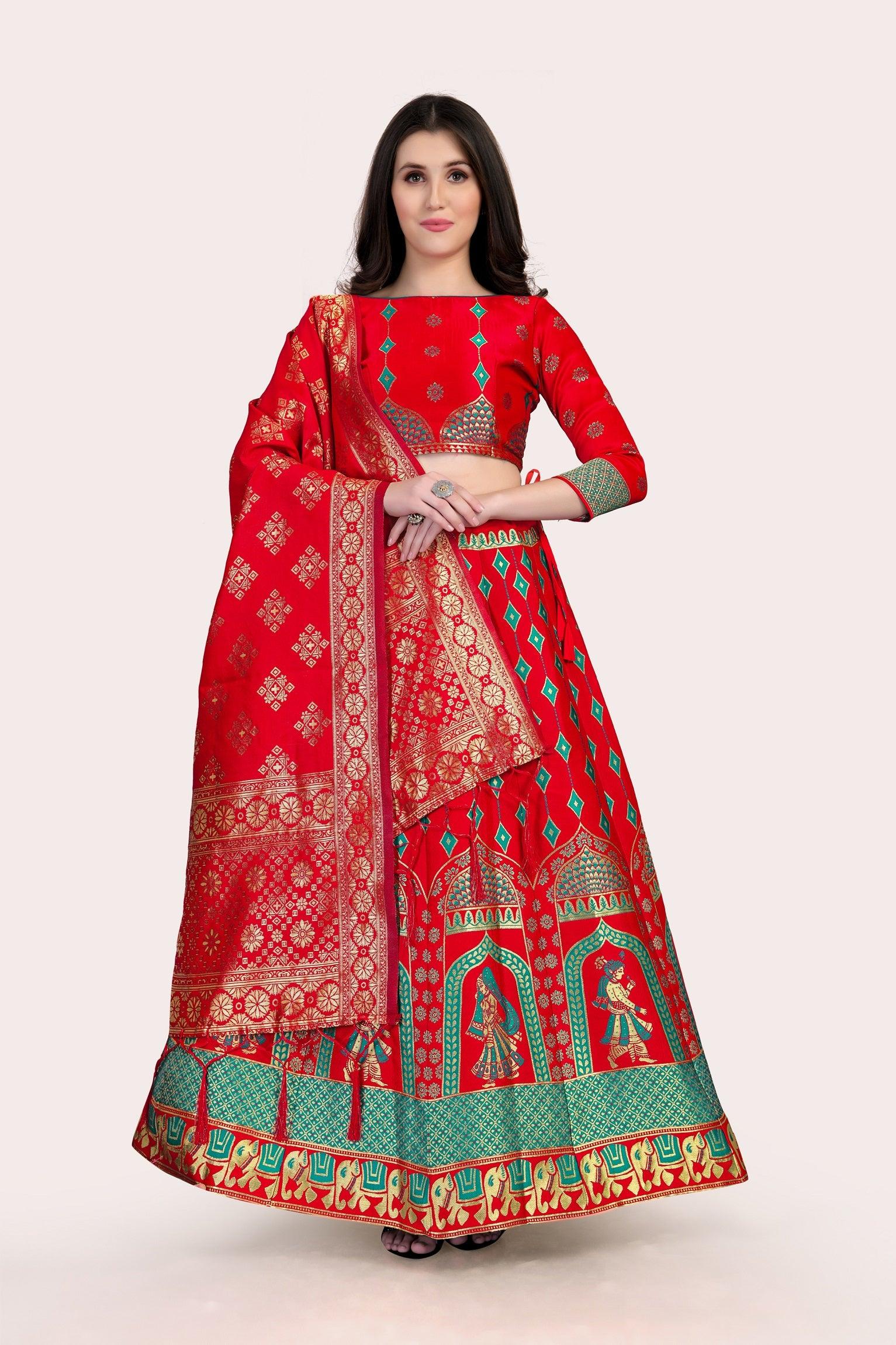 Royal Radiance: Banarasi Lehenga Choli Set with Dupatta - Decize Clothing