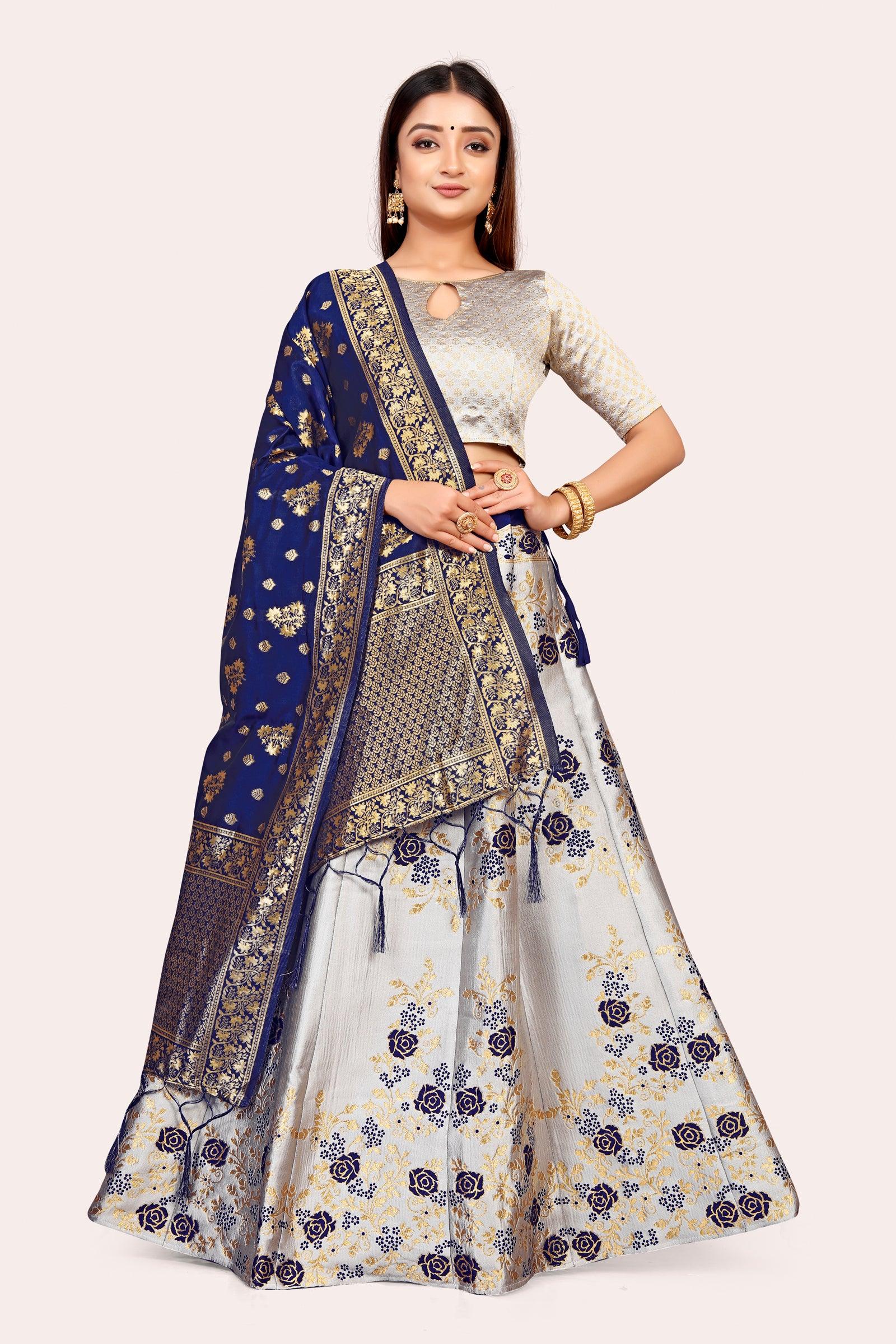 Opulent Opulence: Banarasi Lehenga Choli Set with Dupatta - Decize Clothing