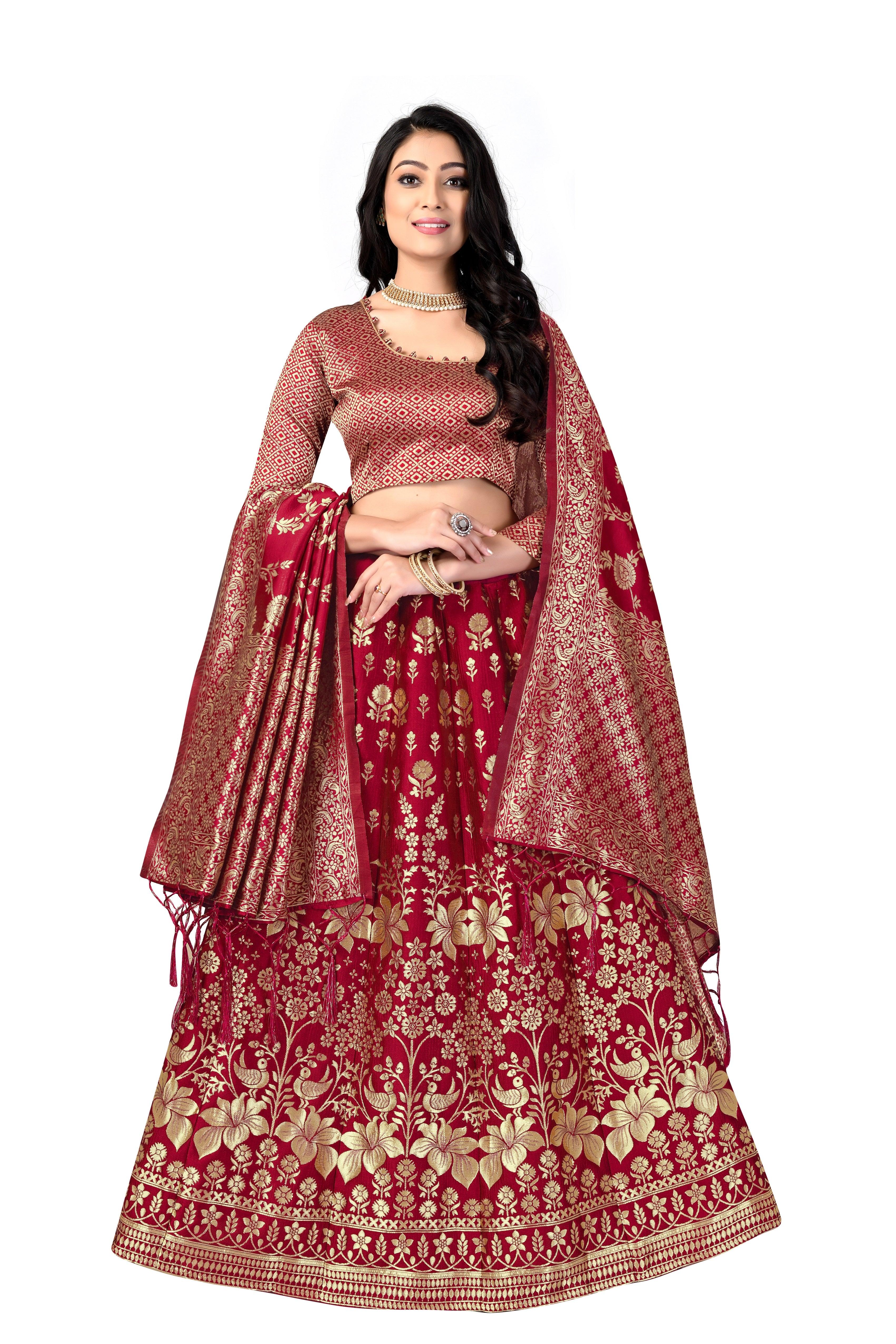 Majestic Masterpiece: Banarasi Lehenga Choli with Dupatta - Decize Clothing