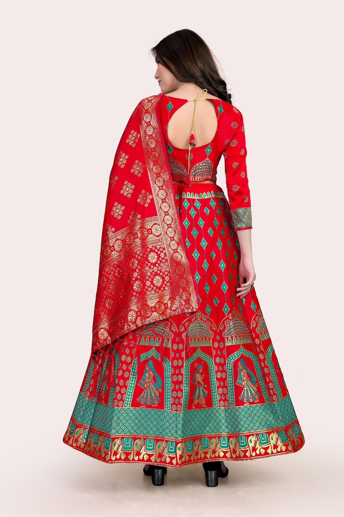 Royal Radiance: Banarasi Lehenga Choli Set with Dupatta - Decize Clothing