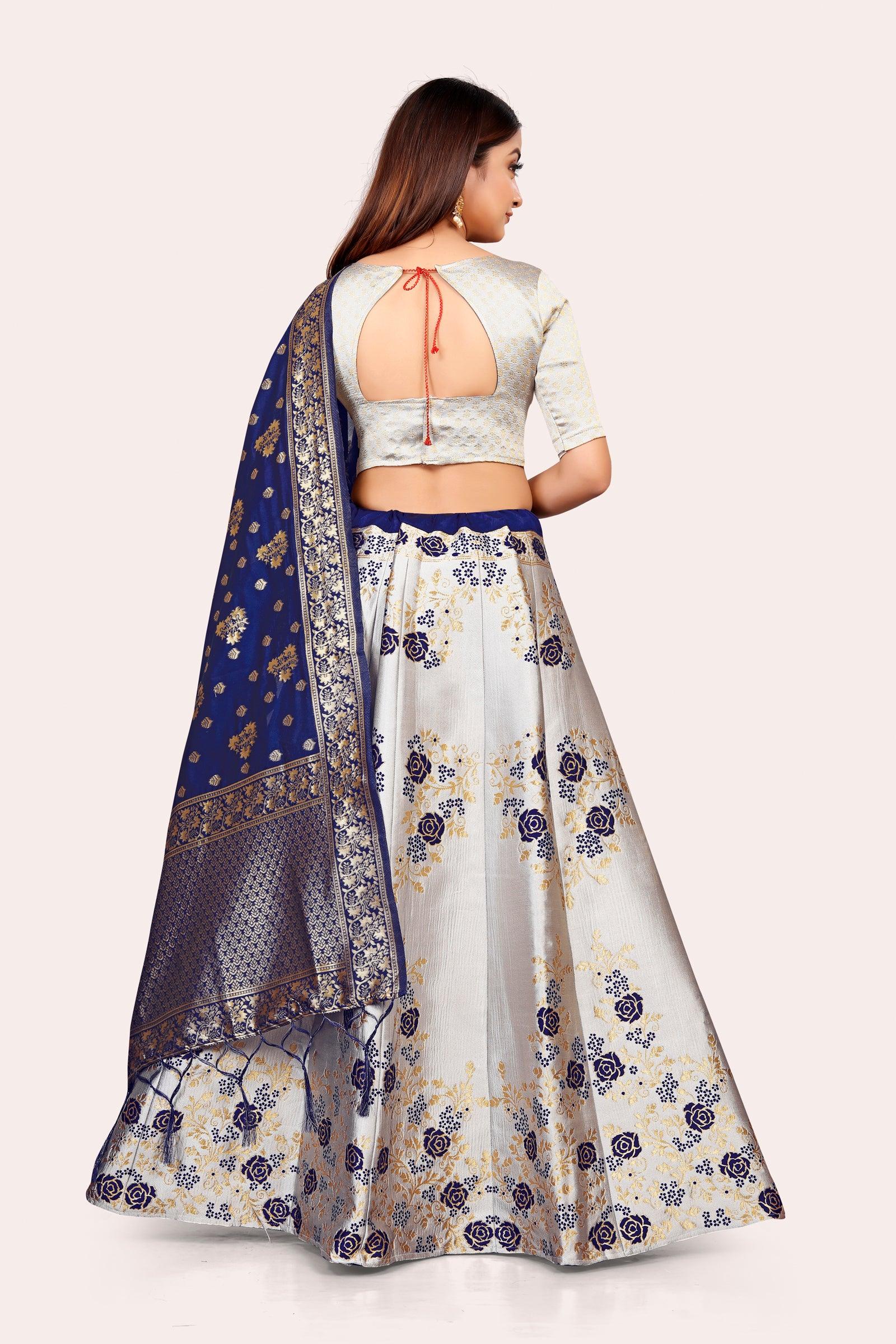 Opulent Opulence: Banarasi Lehenga Choli Set with Dupatta - Decize Clothing